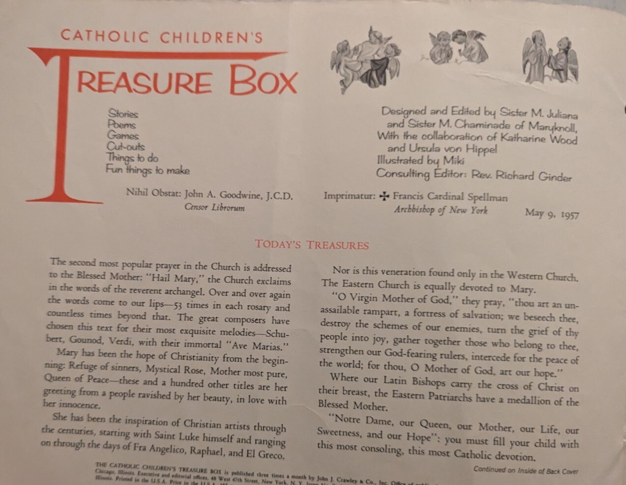 Vintage Catholic Children’s Treasure Box No. 7 1958 Story Of Mary God’s Mother