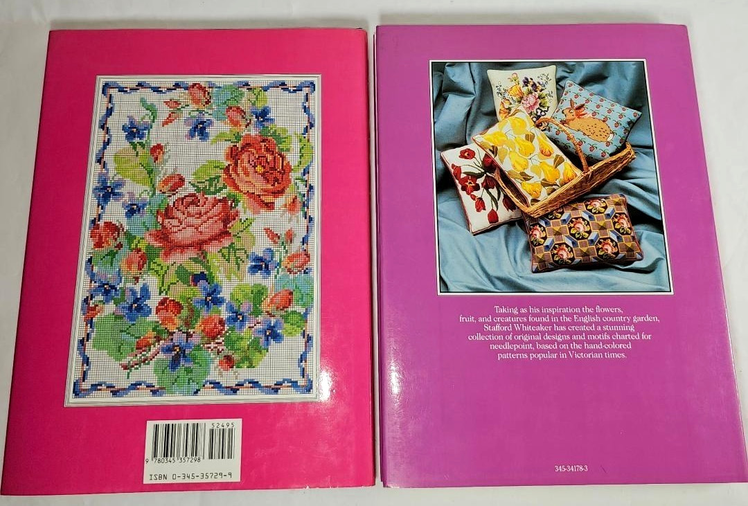2 Books English Countryside Needlepoint & Garden Embroidery Stafford Whiteaker