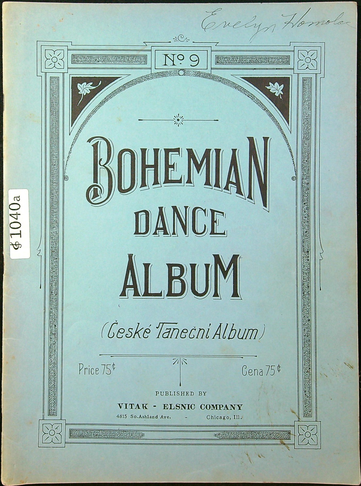 Vintage 1923 Bohemian Dance Album No 9 Czech Music Book Vitak-Elsnic 1040a
