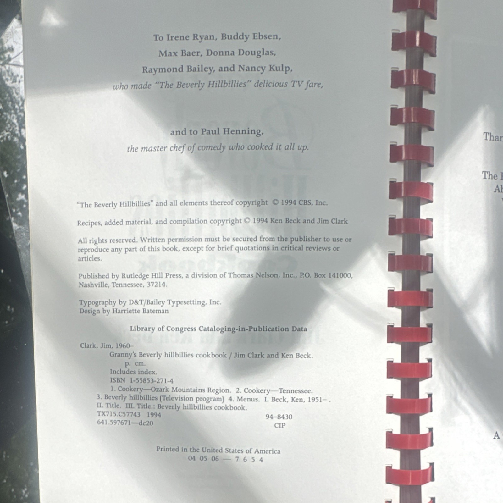 Beverly Hillbillies Granny’s Cookbook Spiral Bound Jim Clark Ken Beck 1994