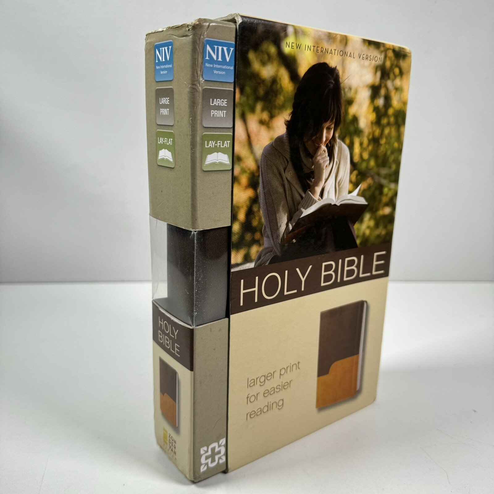 Zondervan Bible NIV Large Print Italian DuoTone Chocolate Amber NIB