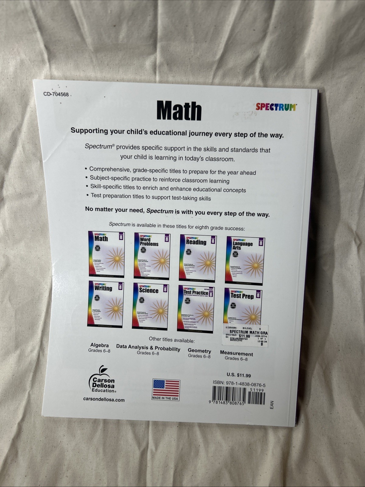 Spectrum Math, Grade 8 by Spectrum (2014, Trade Paperback)