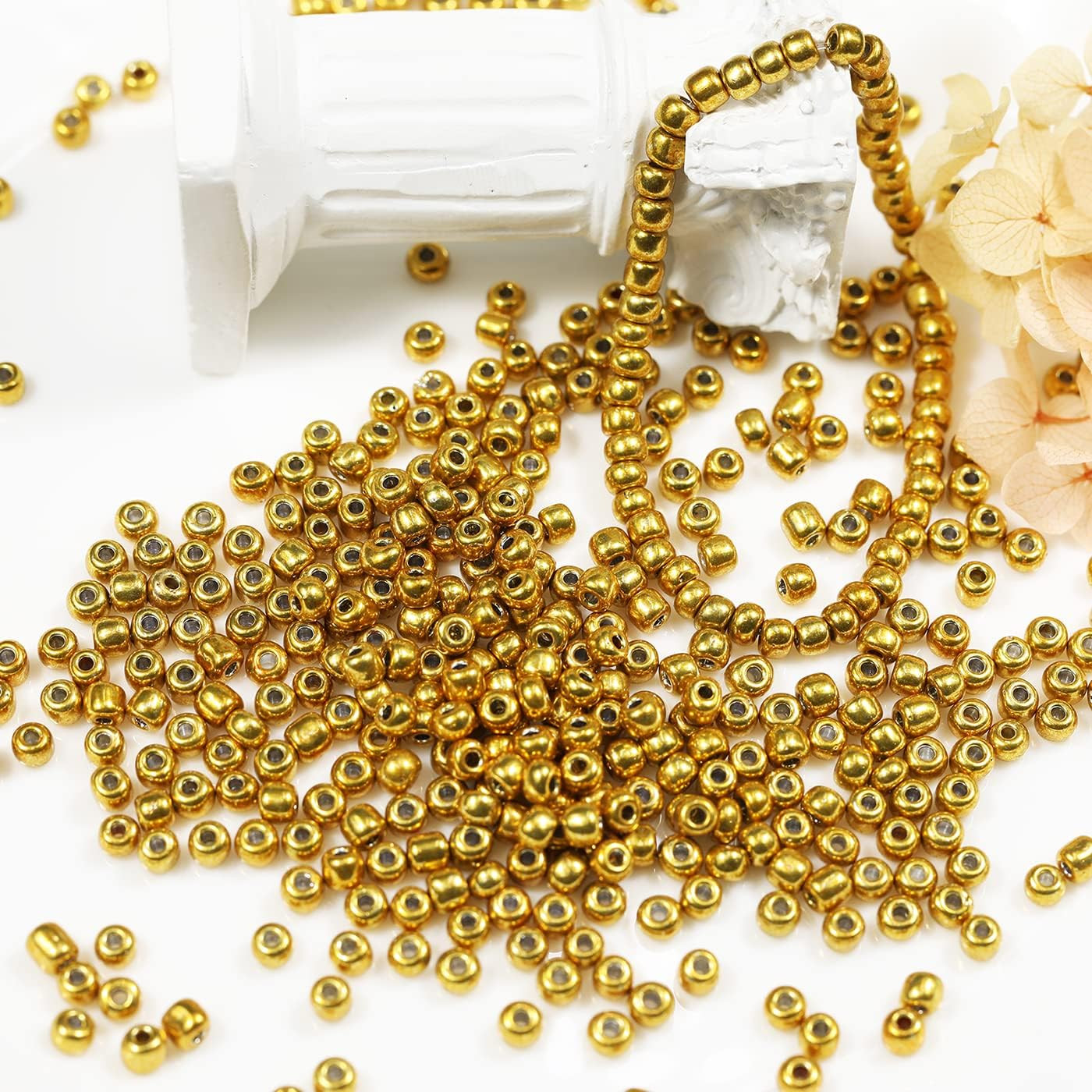 Golden Color 4mm Seed Beads About 1200pcs/100Grams in Bag, 6/0 Glass Craft Beads