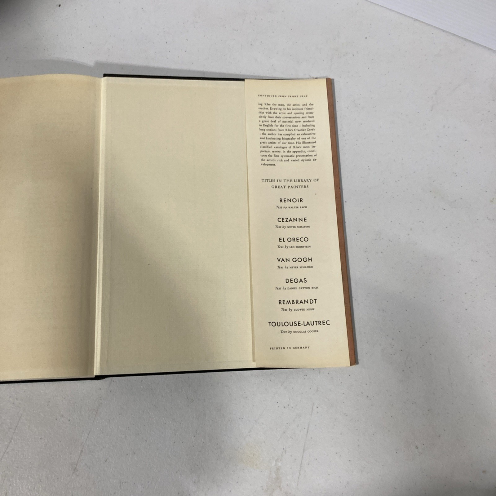 Paul Klee by Will Grohmann (Hardcover + Dust Jacket) Color Pictorial Abrams