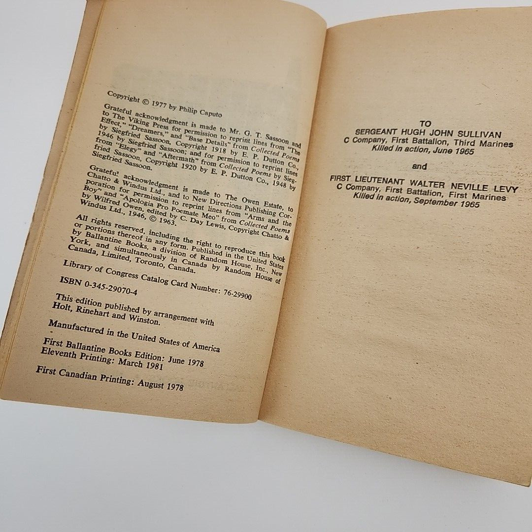 A Rumor of War by Philip Caputo (1978, Mass Market)