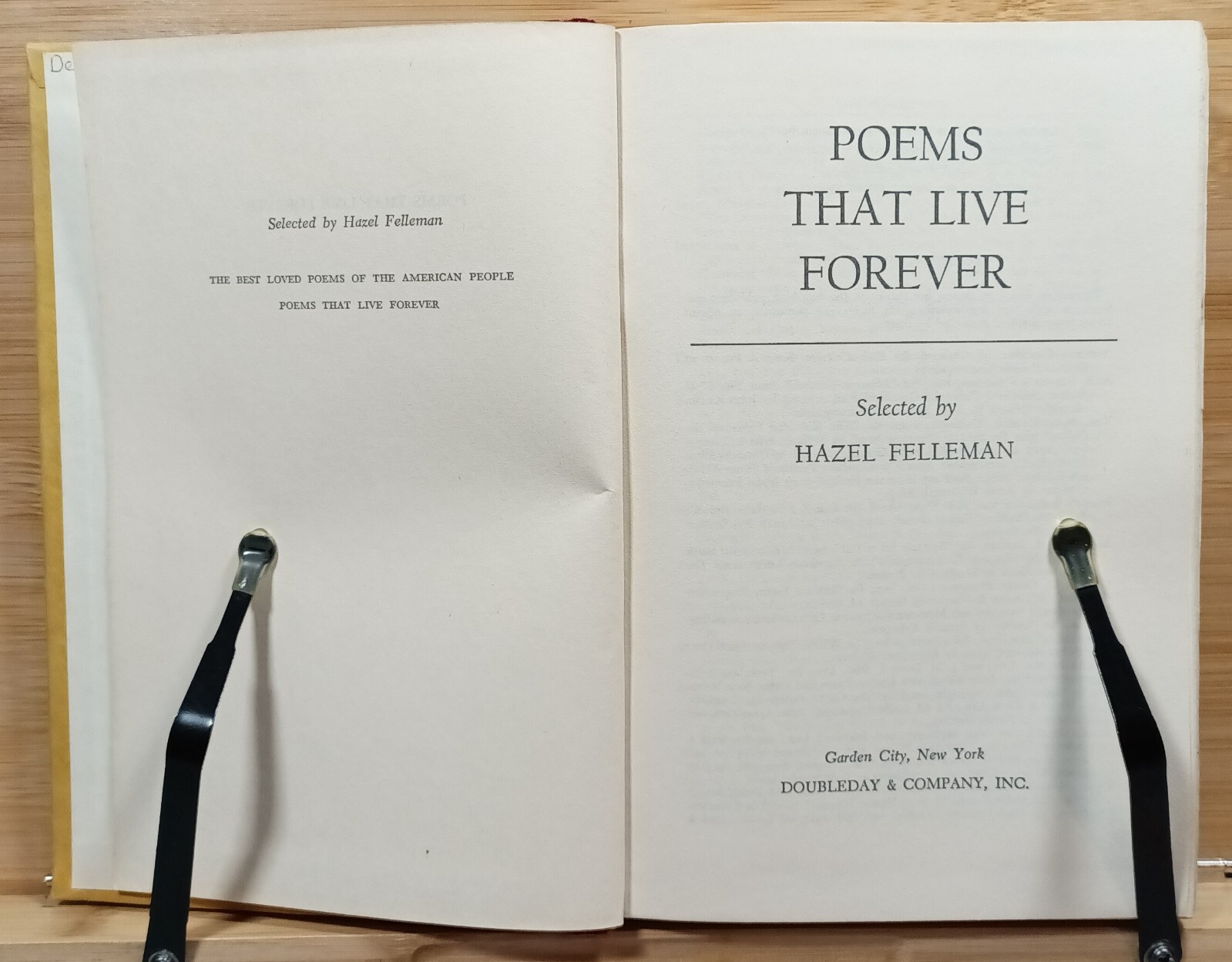 Poems That Live Forever by Hazel Felleman (1965, Hardcover)