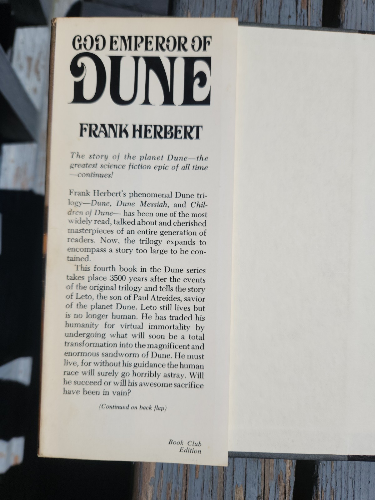 God Emperor of Dune by Frank Herbert 1981 Hardcover Book Club Edition