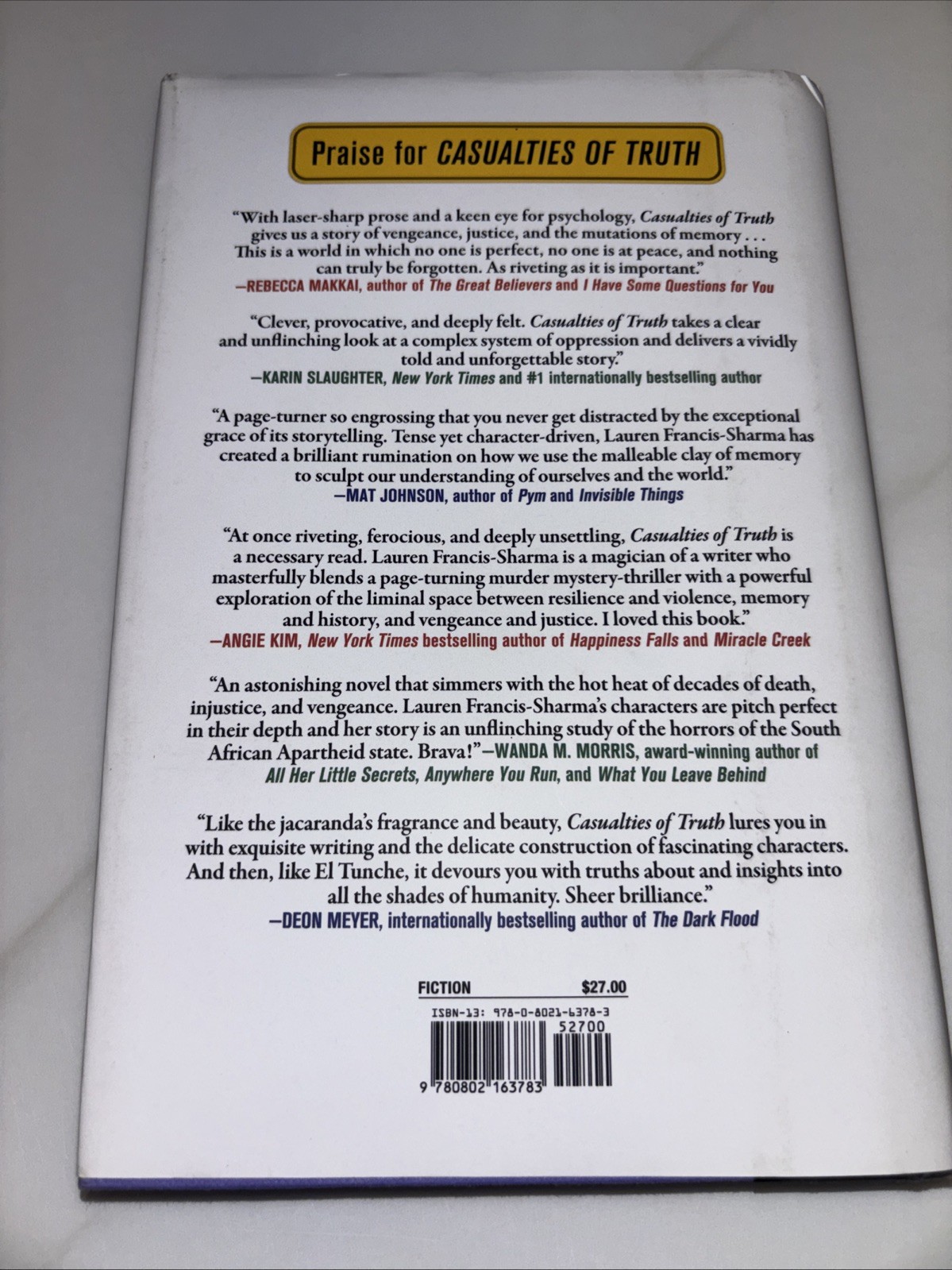 Casualties of Truth – HC/DJ, by Francis-Sharma Lauren – Very Good-2025-1st Ed