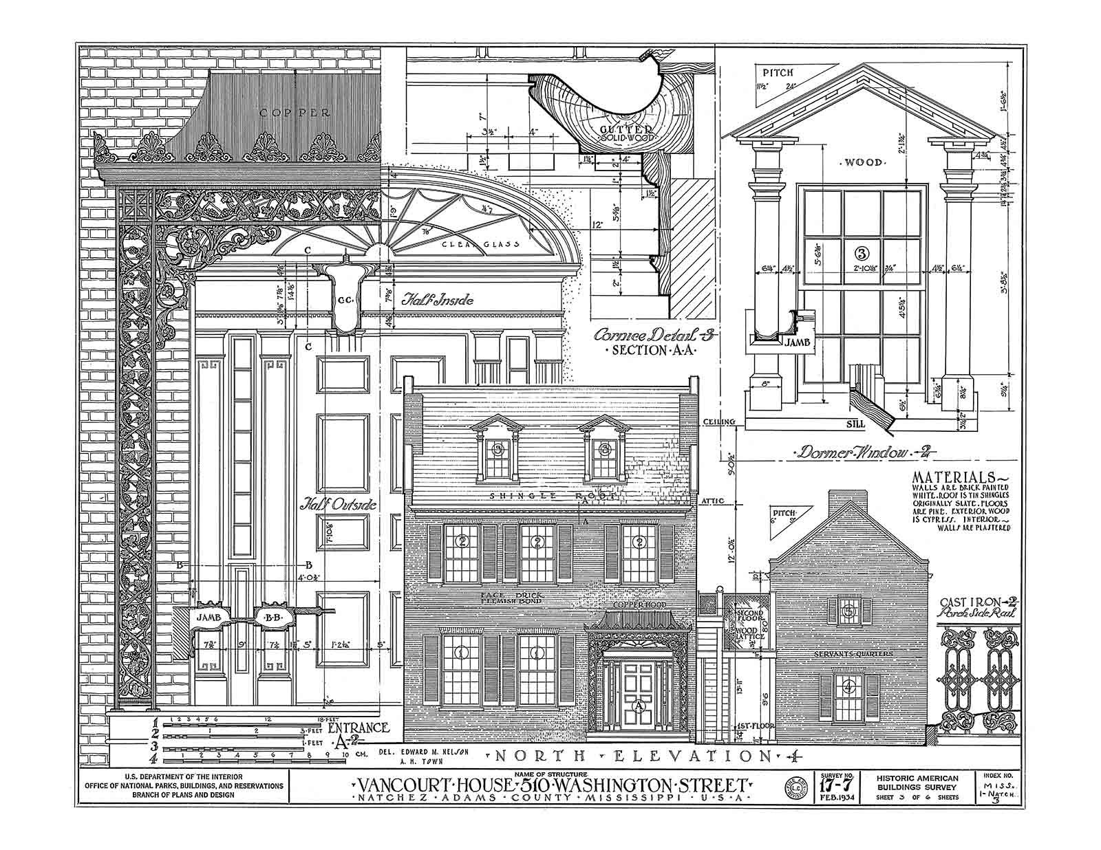 Historic House Plan Drawings of Natchez, Mississippi