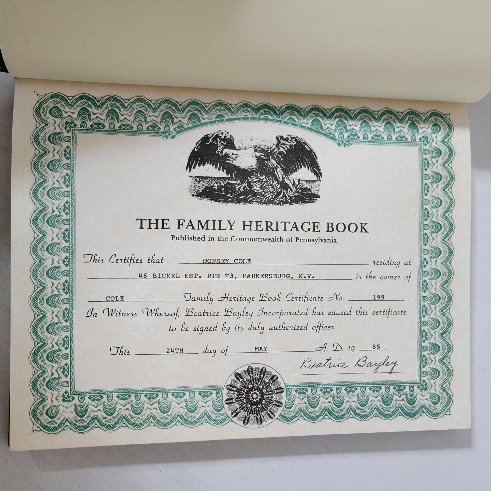 The Cole Family Heritage Book by Beatrice Bayley Inc History and Genealogy 1985