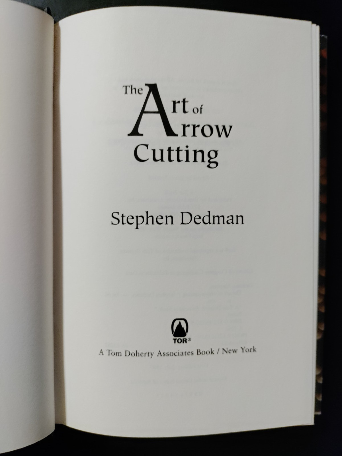 The Art of Arrow Cutting by Stephen Dedman 1997 HCDJ First Edtion/1st Printing