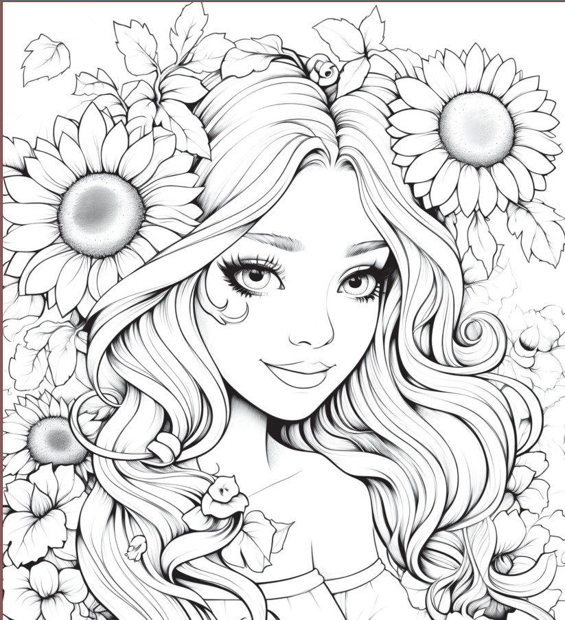 Adult Coloring Pages Bundle Flower Girls bundle 280 Printable Pages