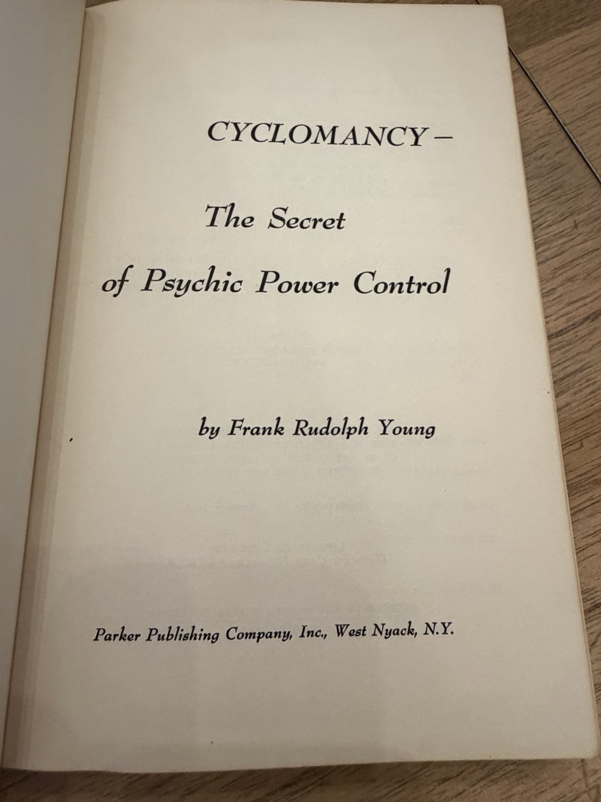 Cyclomancy Secret of Psychic Power Control Frank Rudolph Young HC 1966 4th