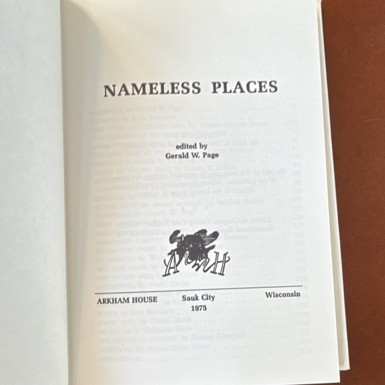 Arkham House Nameless Places HC DJ 1975 1st Ed Gerald W. Page Koszowski
