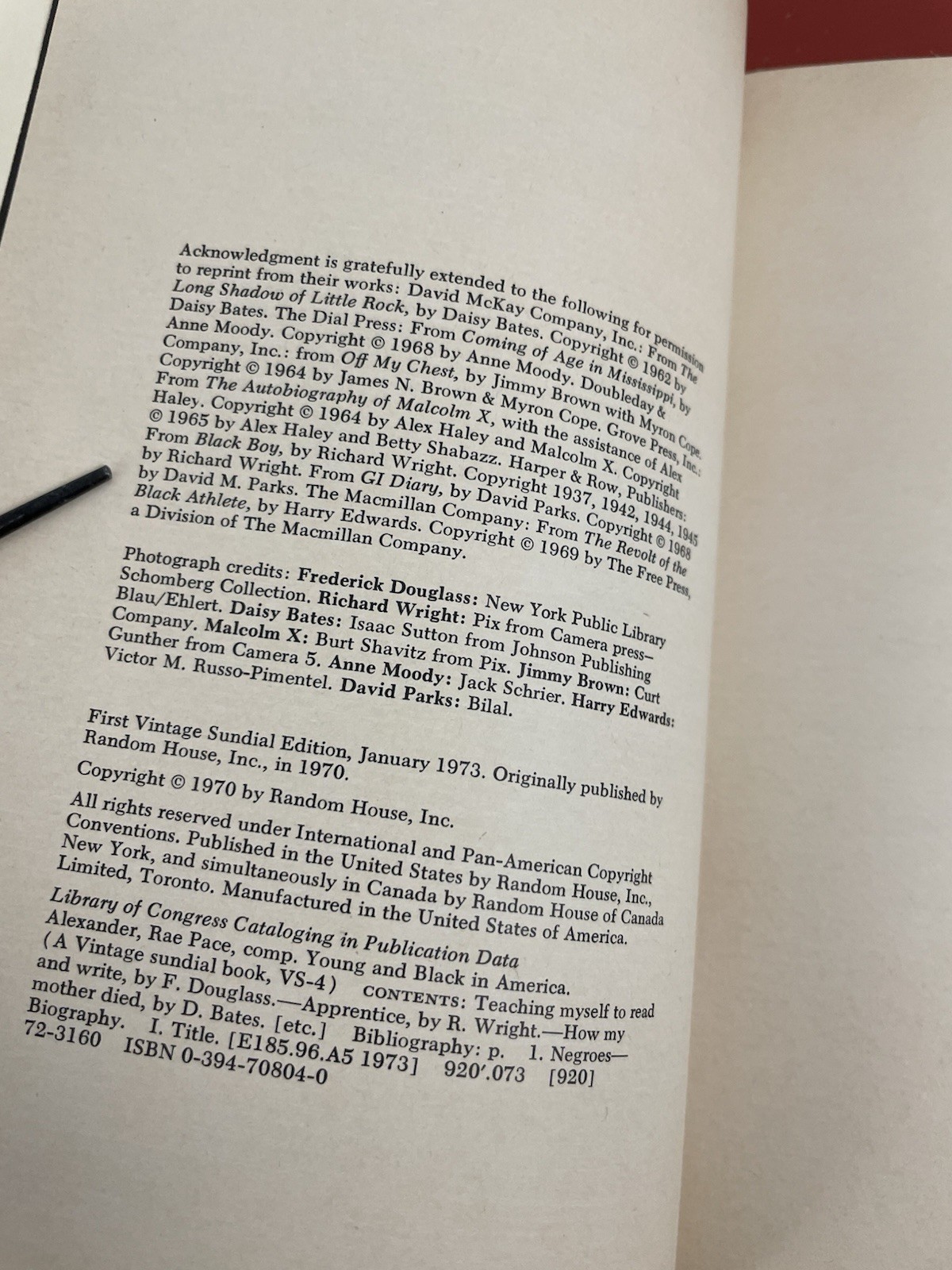 Young and Black in America by Rae Pace Alexander 1973 Malcolm X, Richard Wright