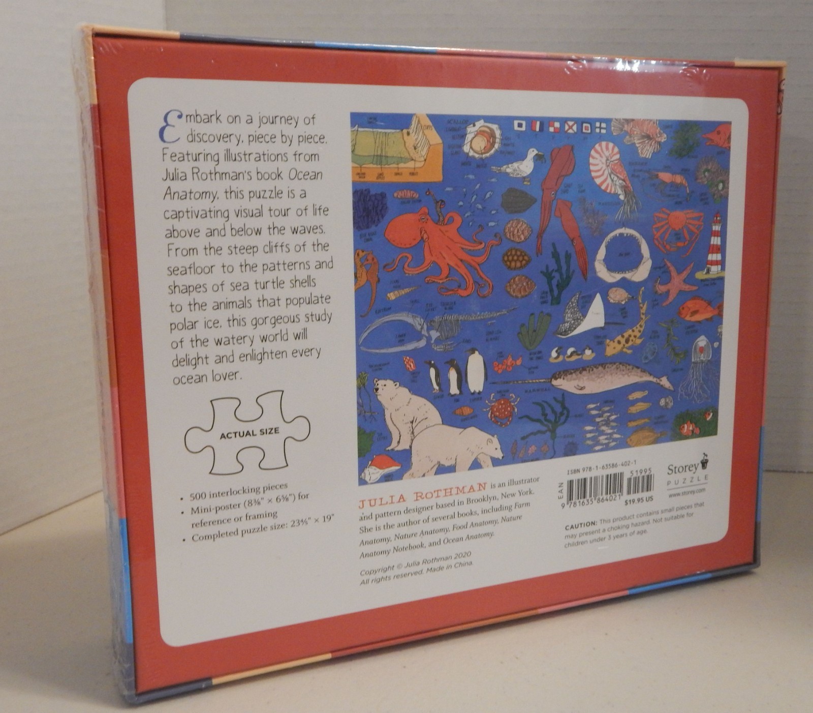 Ocean Anatomy THE PUZZLE 500 Pieces by Julia Rothman NIB SEALED 23 4/5″ X 19″