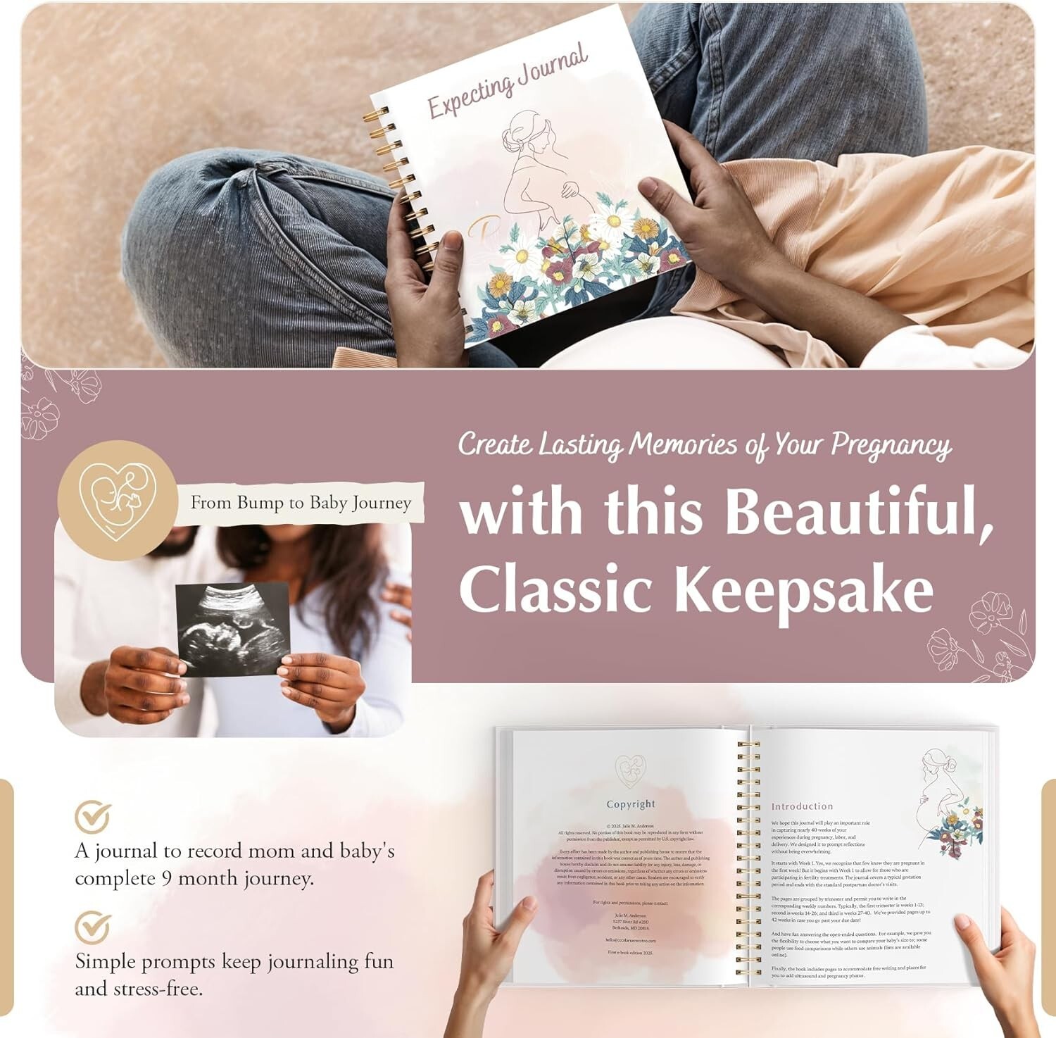 Pregnancy Journal for First Time Moms – Keepsake Gift for Expecting WomenDescrip