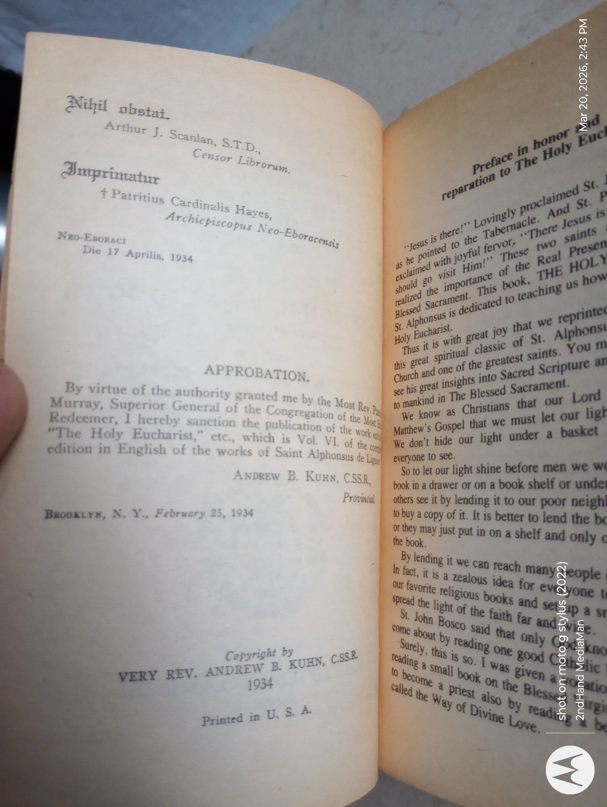 THE HOLY EUCHARIST ALPHONSUS DE LIGUORI PAPERBACK BOOK