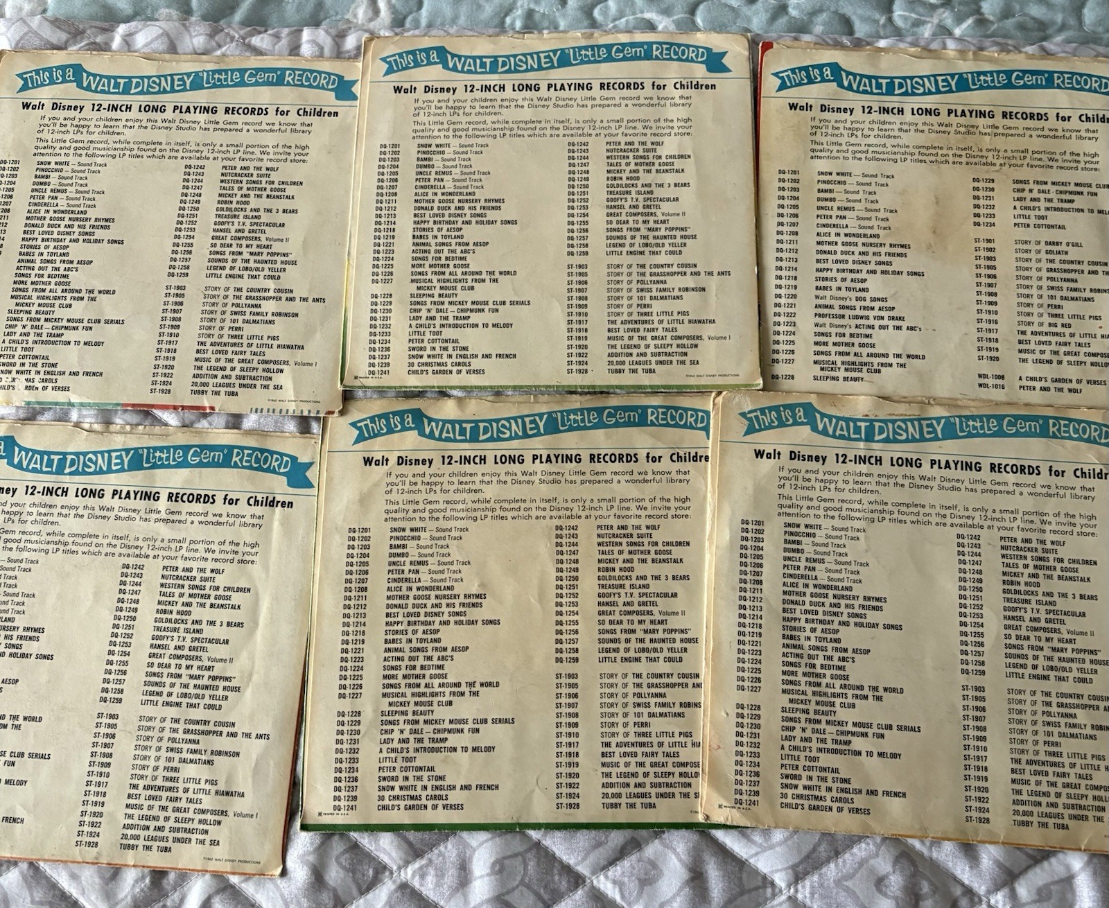 Lot 5 Disneyland 45 Rpm Records Cinderella Mary Poppins Ugly Bug Ball Oz 1962