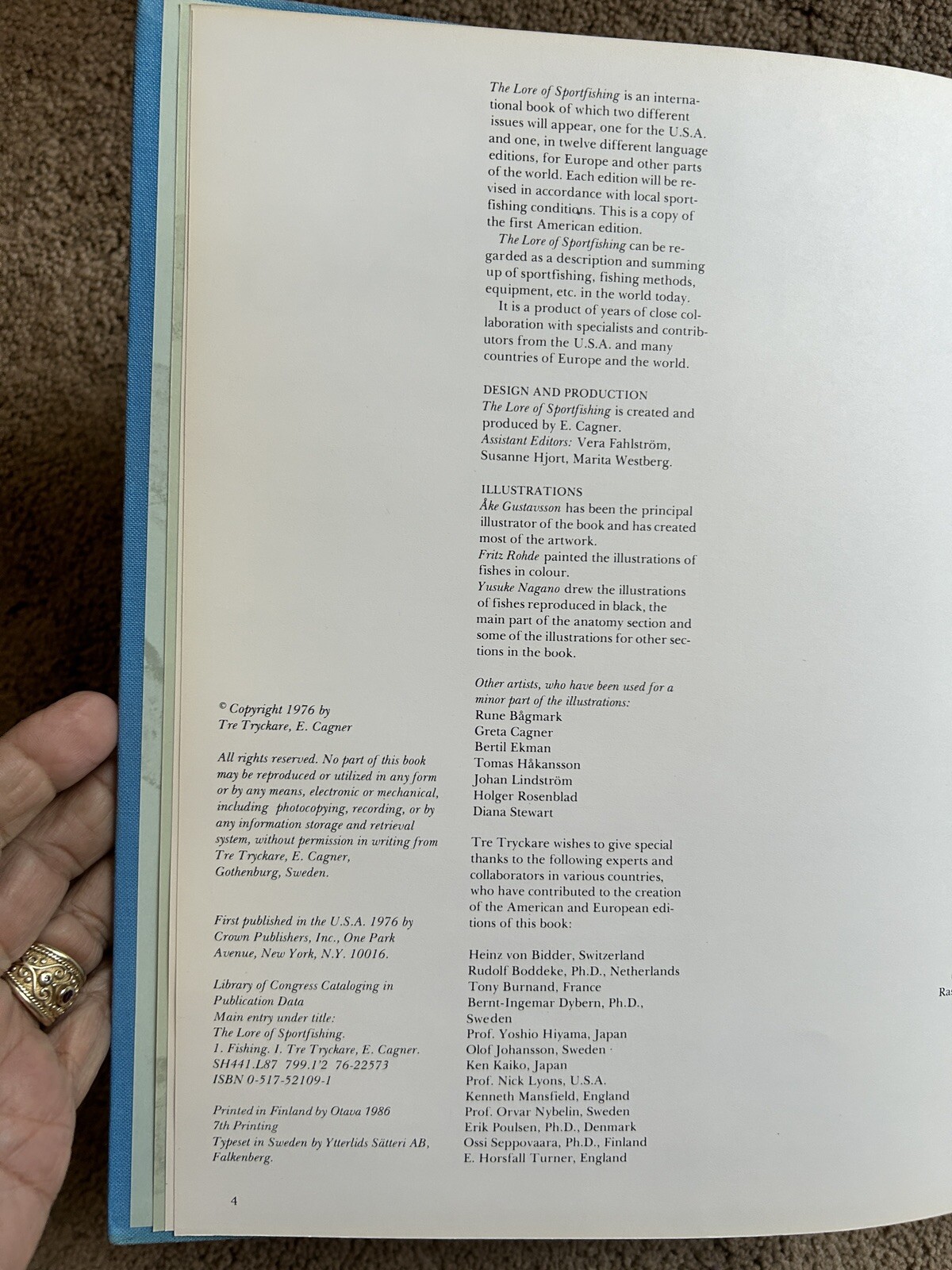 The Lore Of Sportfishing Tre Tryckare, E. Cagner ( 1976 : HC/DJ)