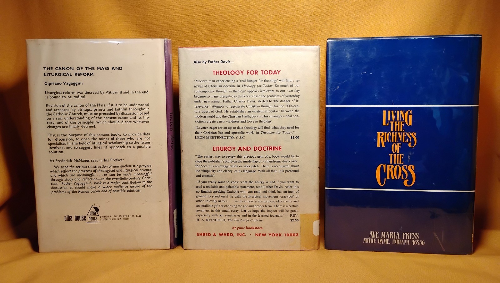 Catholic Sacraments Liturgy Davis, Deiss, Dalrymple 3 HCDJ book lot Church Cross