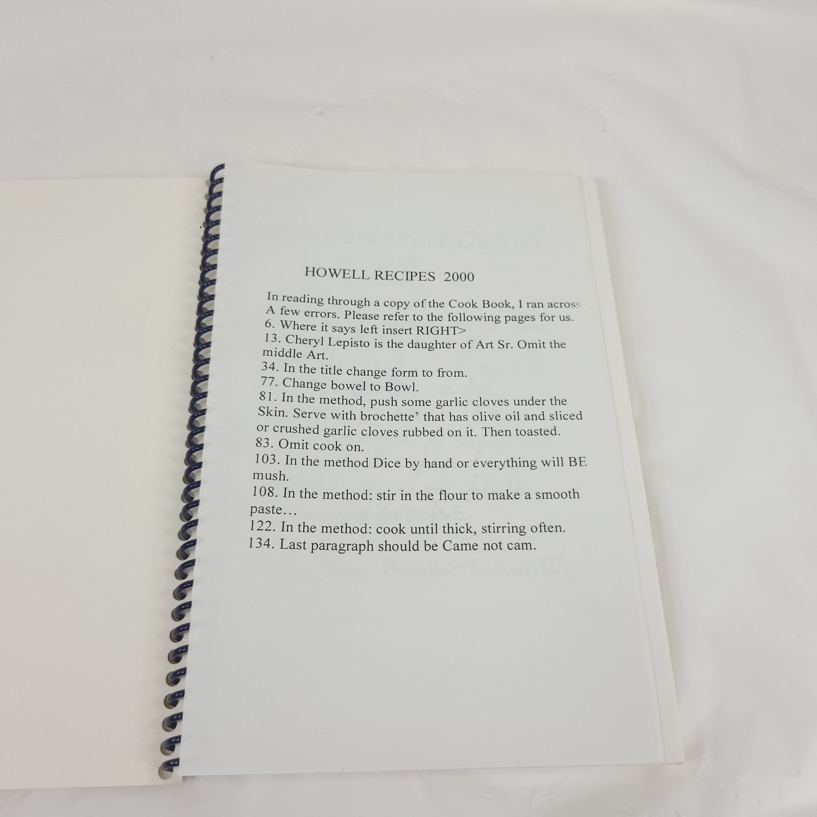 Howell Recipes 2000 Vintage Spiral Bound Family Cookbook Heritage Collection