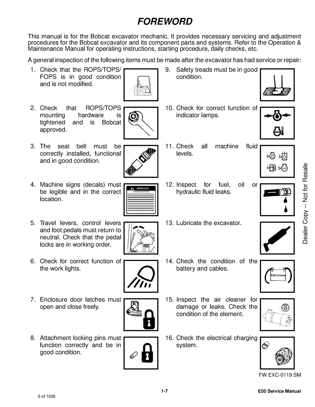 BOBCAT E50 Compact Excavator Service Manual 2019, SECURED, COVERING, XL FOLDOUTS