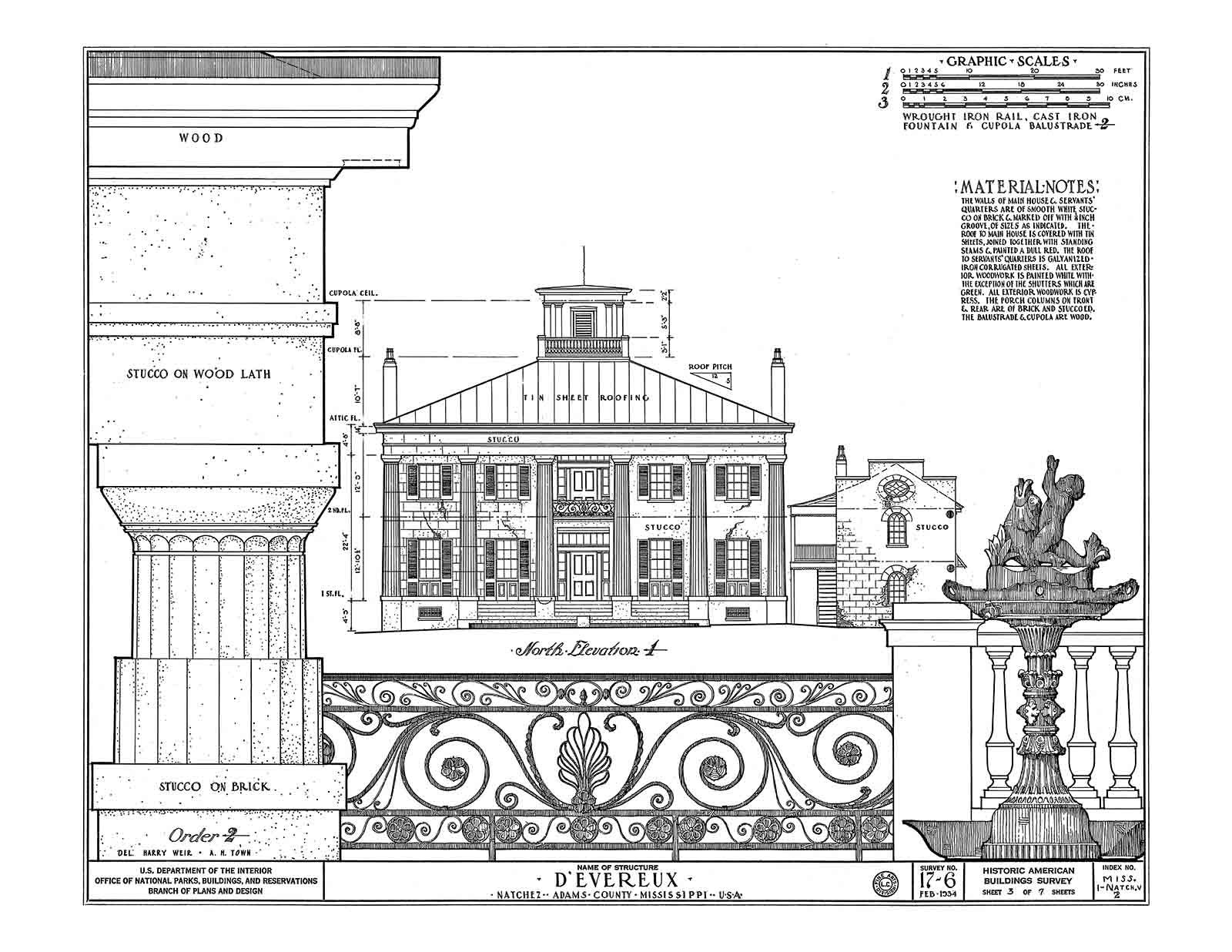 Historic House Plan Drawings of Natchez, Mississippi