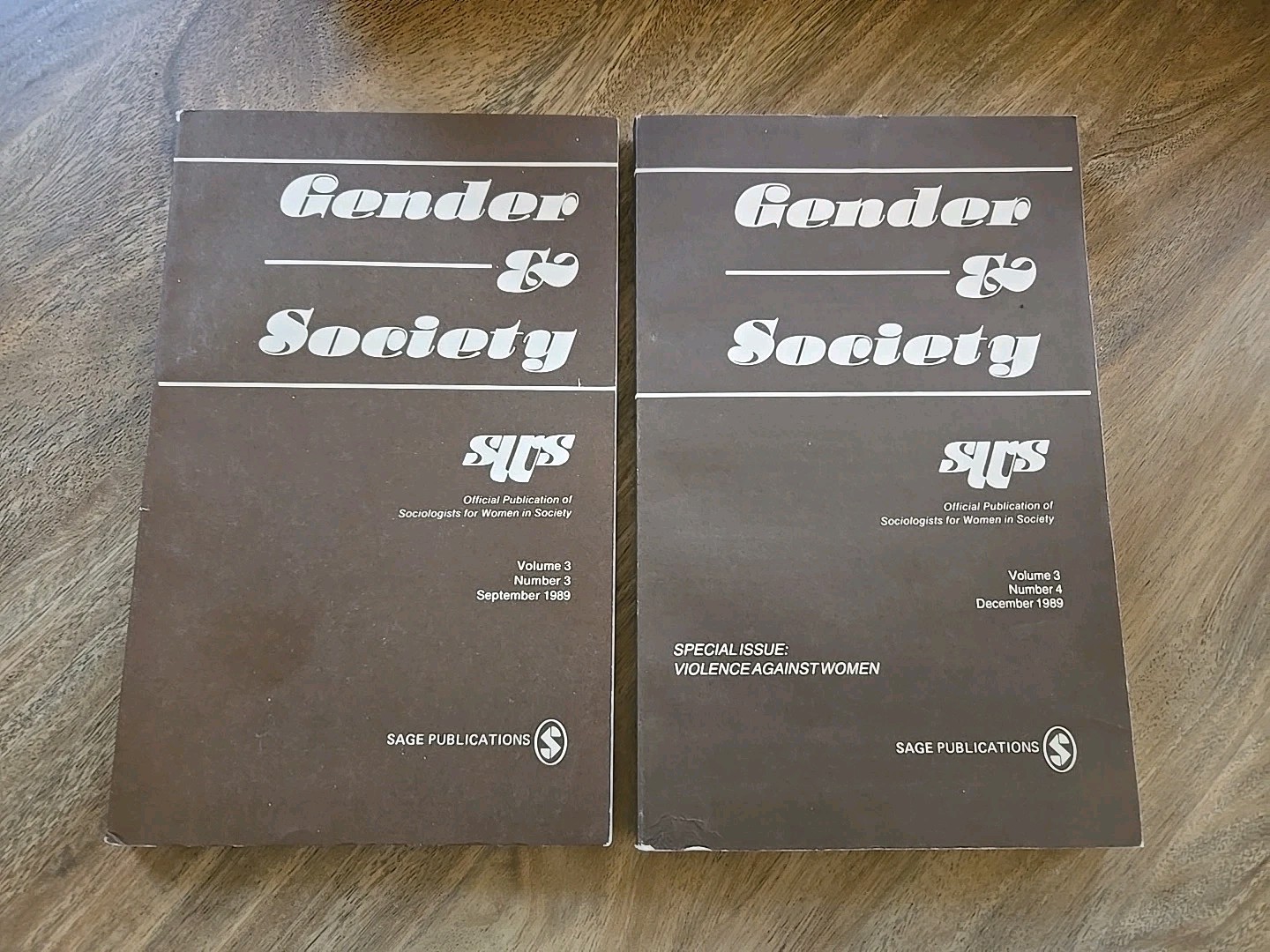 Gender & Society 1989 Volume 3 Number 1 & 2 (Sept & Dec) Paperback Books