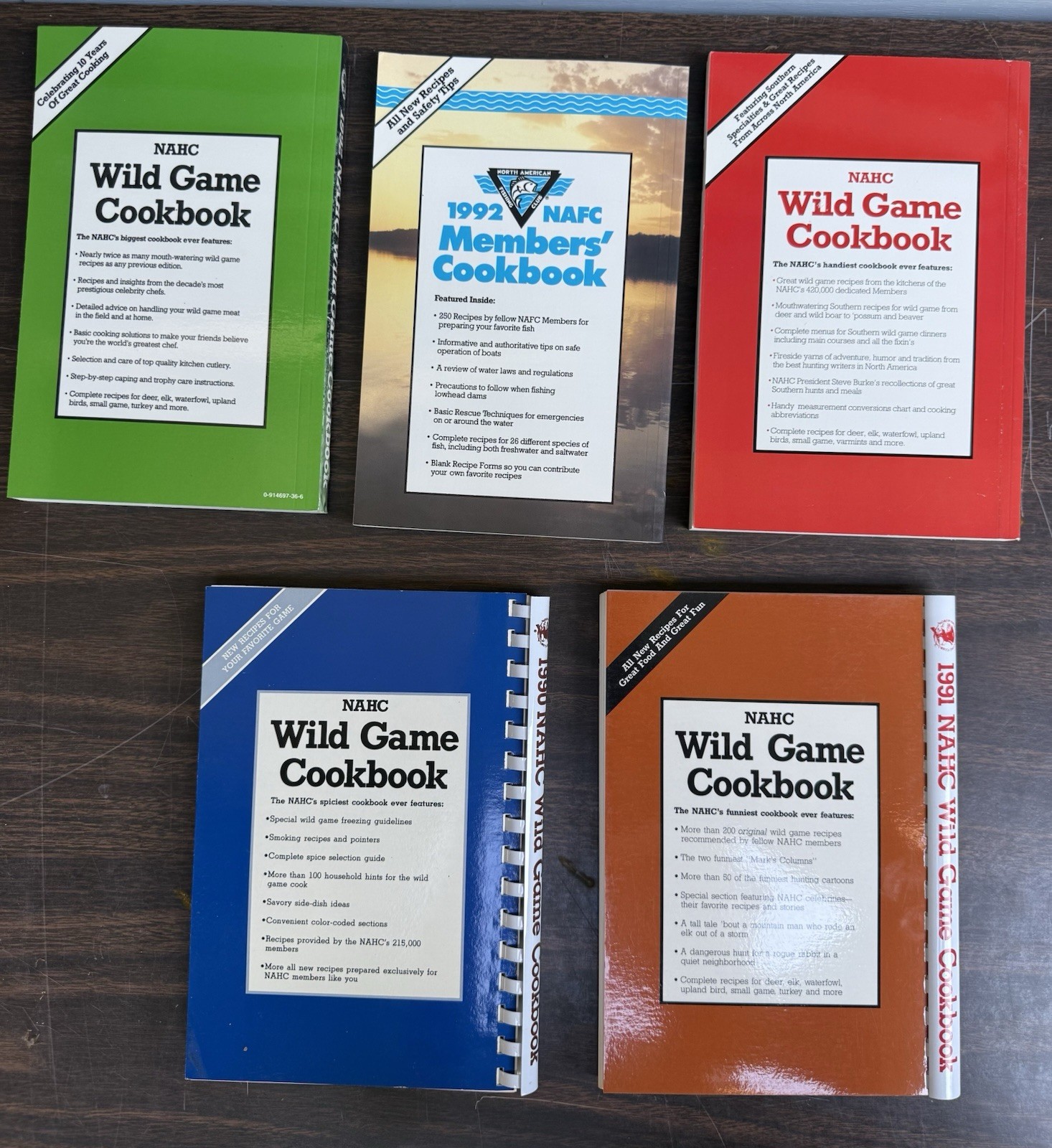 5 NAHC & NAFC (N. Am. Hunt. & Fish. Clubs) Wild Game Cookbooks-Mint Condition!