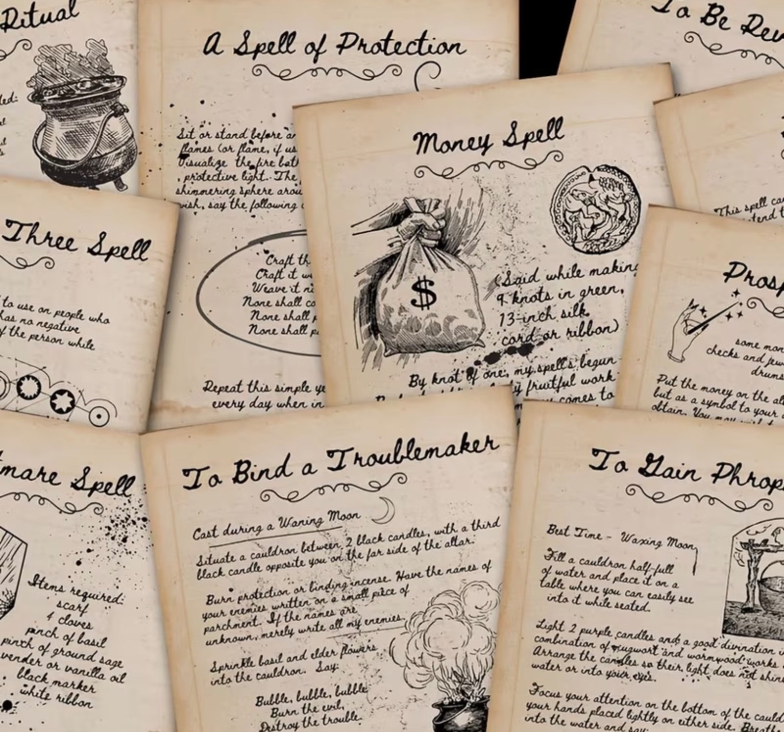 Old Handwritten Witchcraft Spell book – Grimoire for Wicca & Magick Witch Wiccan
