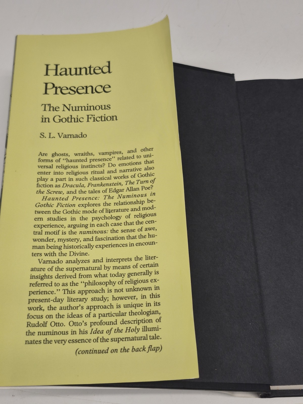 Haunted Presence The Numinous In Gothic Fiction S.L. Varnando Inscribed Signed