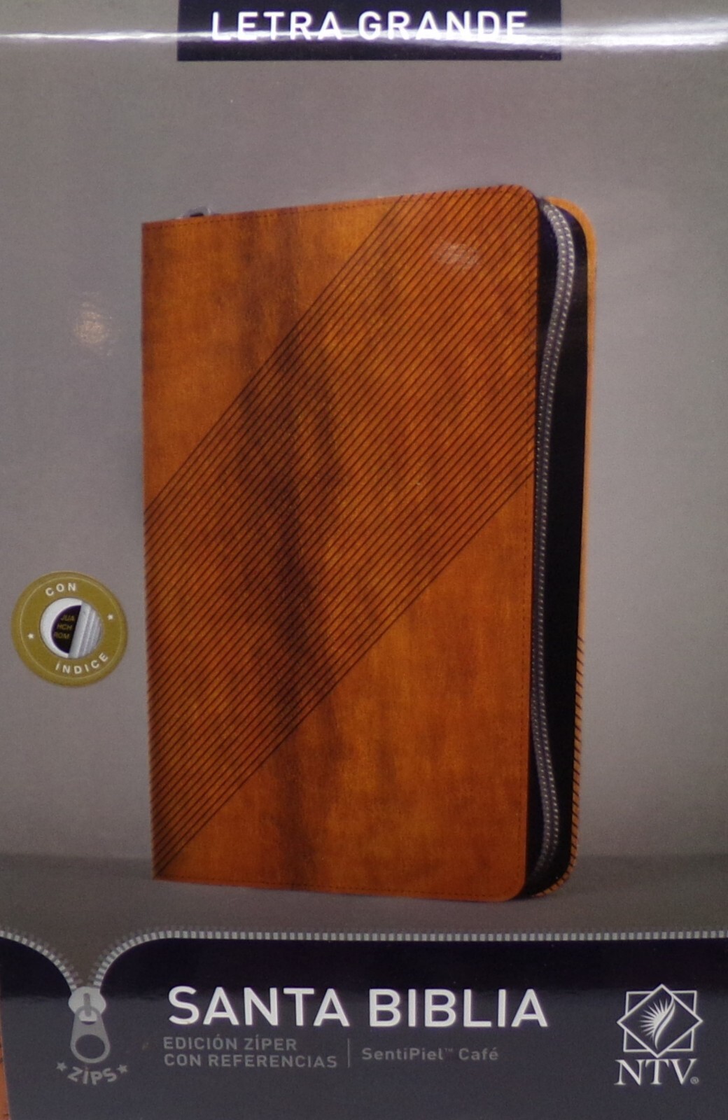 Biblia NTV, Letra 9.5 Ptos Con Indice, Cierre & Referencias , Café *SKU1-4*