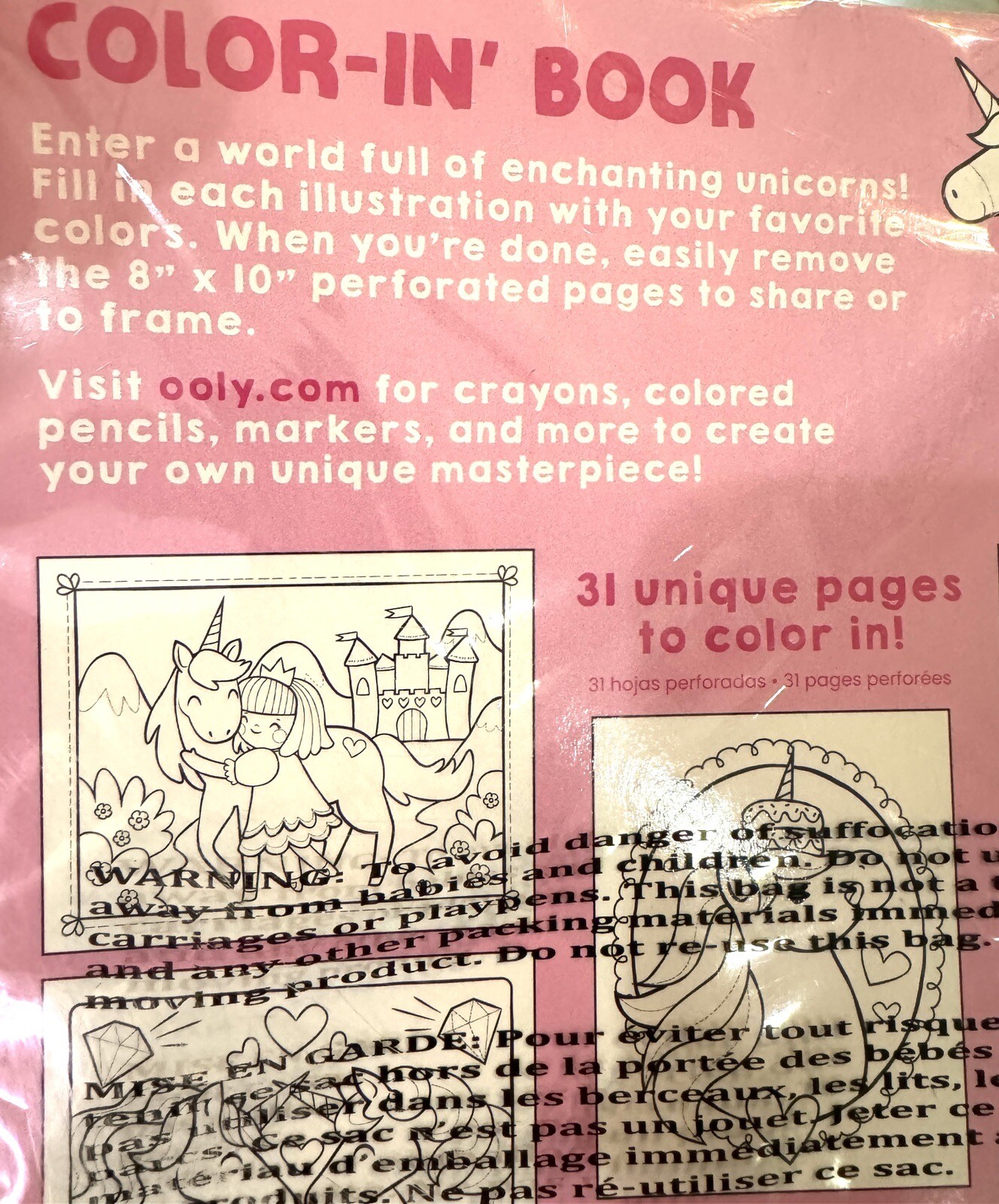 OOLY Enchanting Unicorn Coloring Book 31 Perforated Pages Kids New Sealed