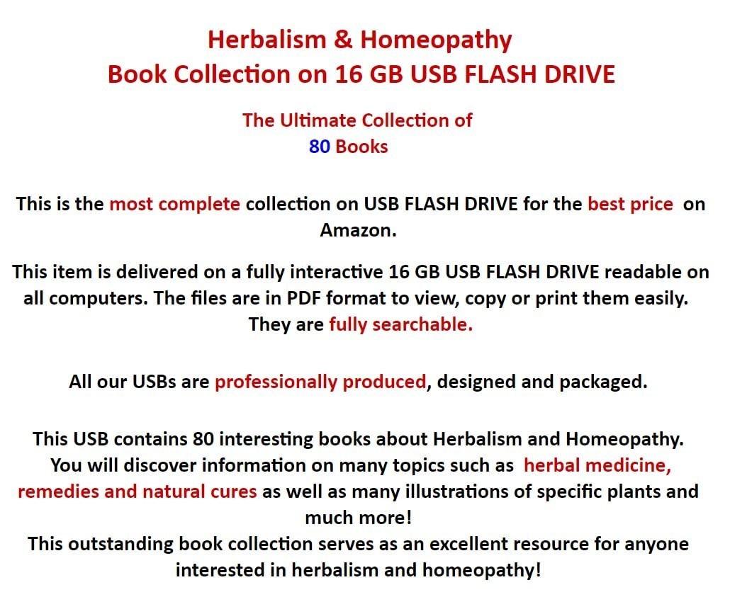 80 Books – Herbs Remedies -Herbal Herbalism Medicine Homeopathic USB FLASH DRIVE