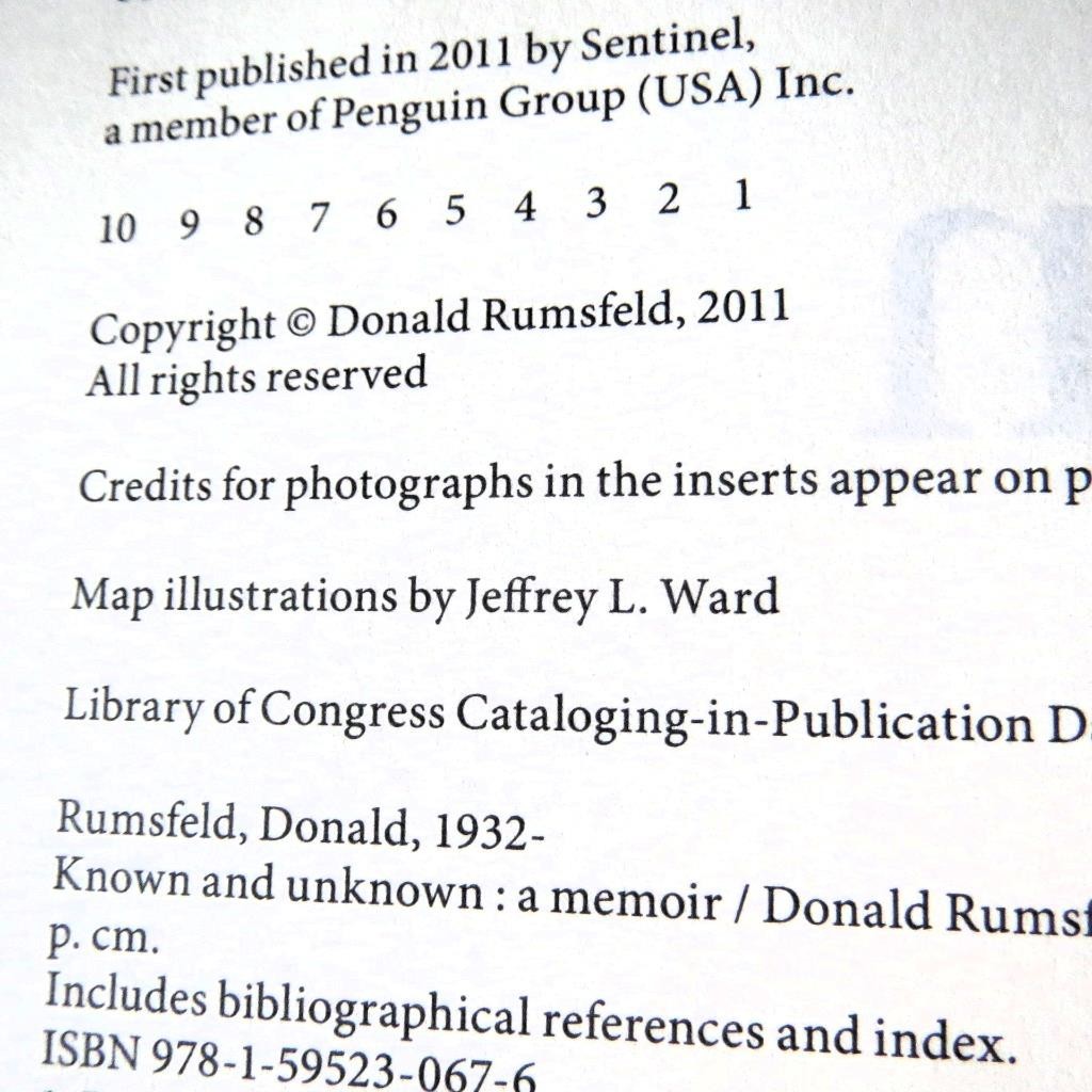 Known and Unknown Memoir Donald Rumsfeld Signed Ronald Reagan Library 1st Ed