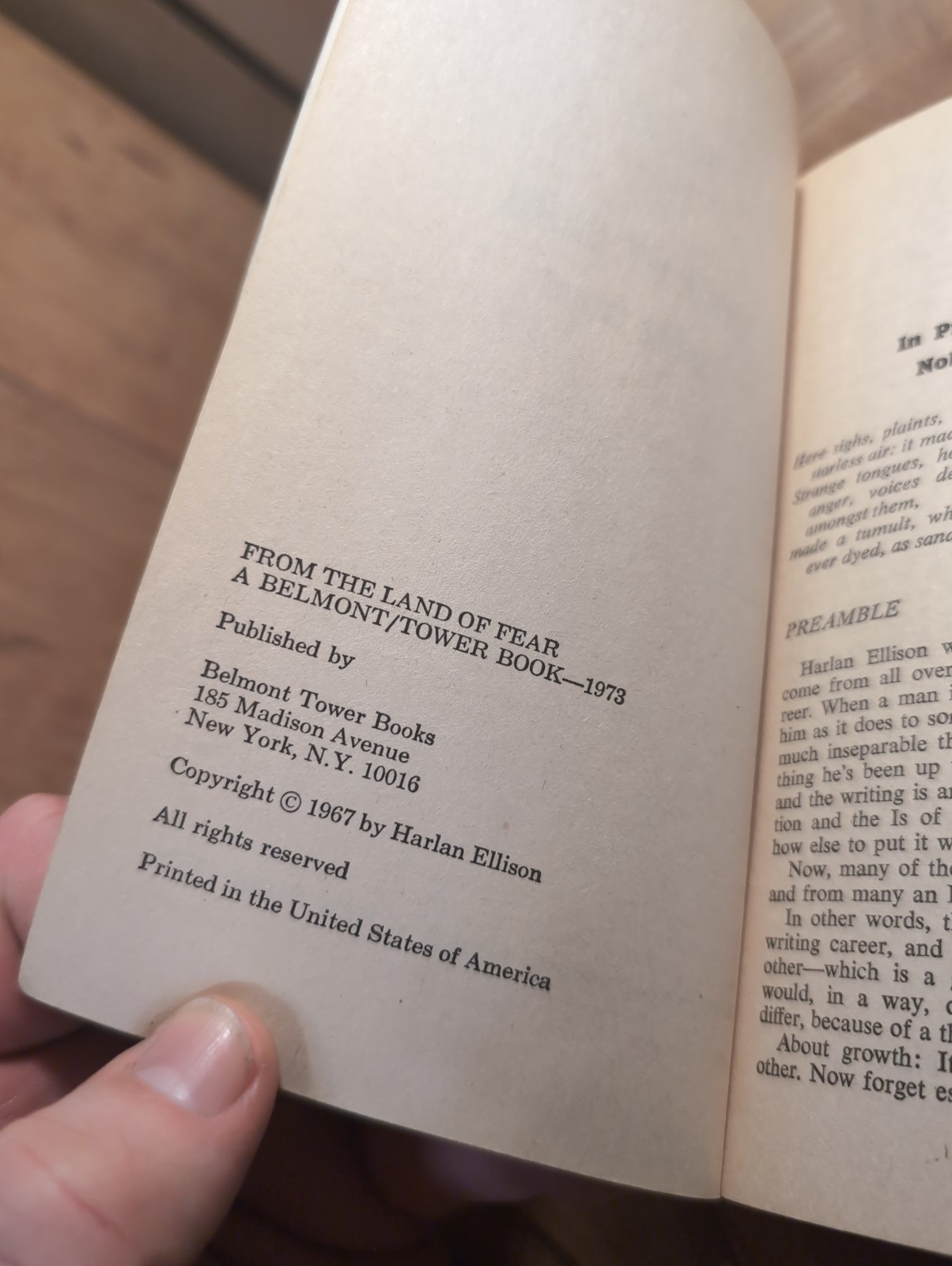From the Land of Fear (Anthology) by Harlan Ellison; PB G Belmont 1973