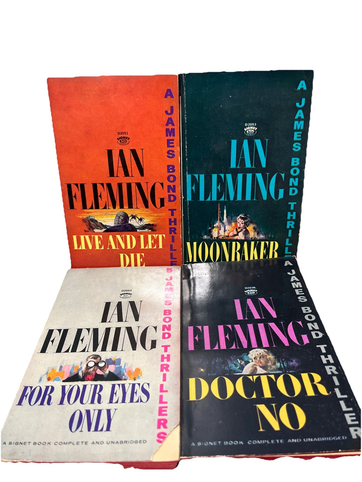 Lot of 4 VTG 1960 60s Ian Fleming James Bond 007 Signet Paperback Red Edge Pages