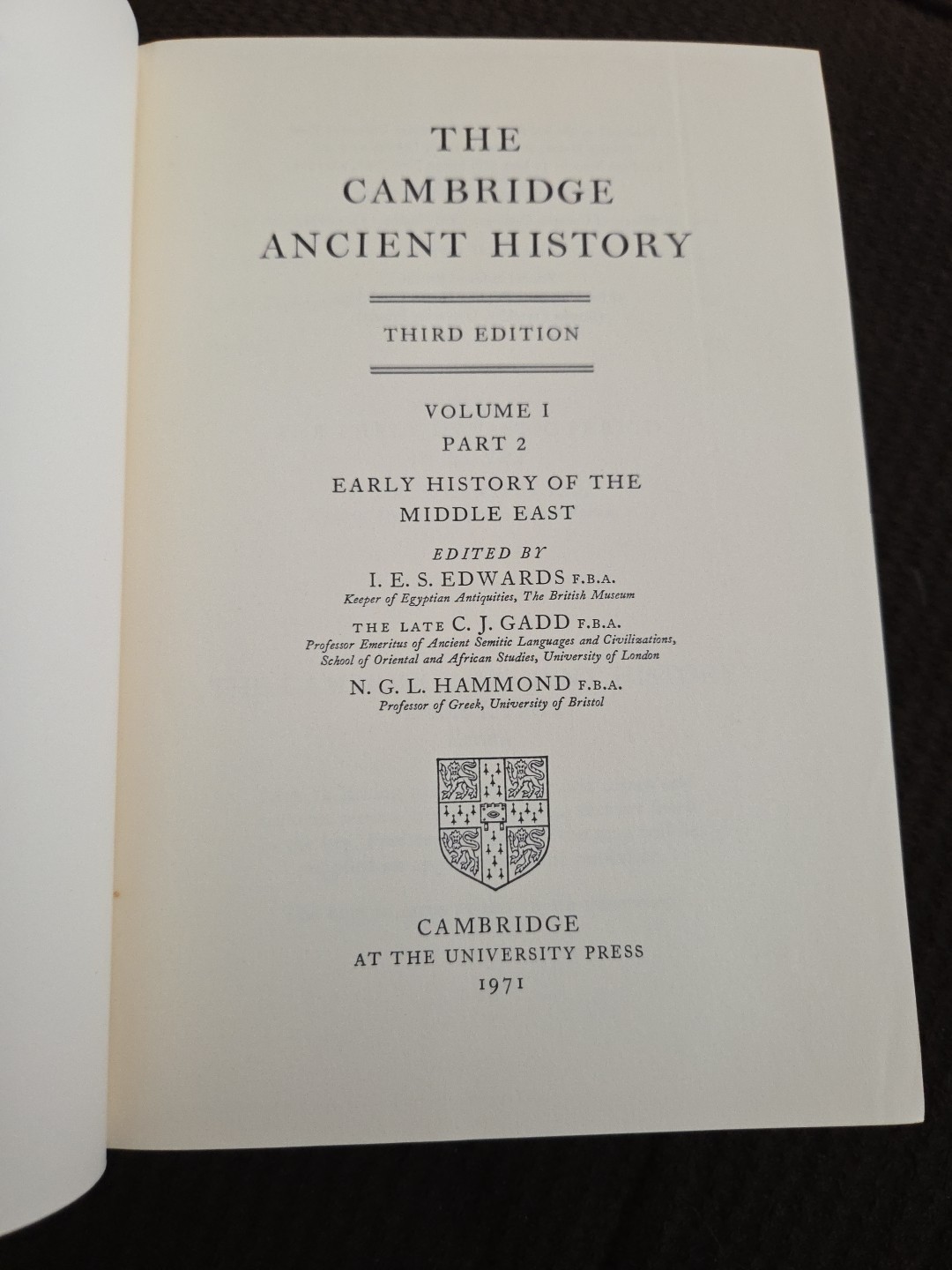 The Cambridge Ancient History Volumes 1 & 2 Parts 1 & 2 Vintage 1970 HCDJ W/Maps