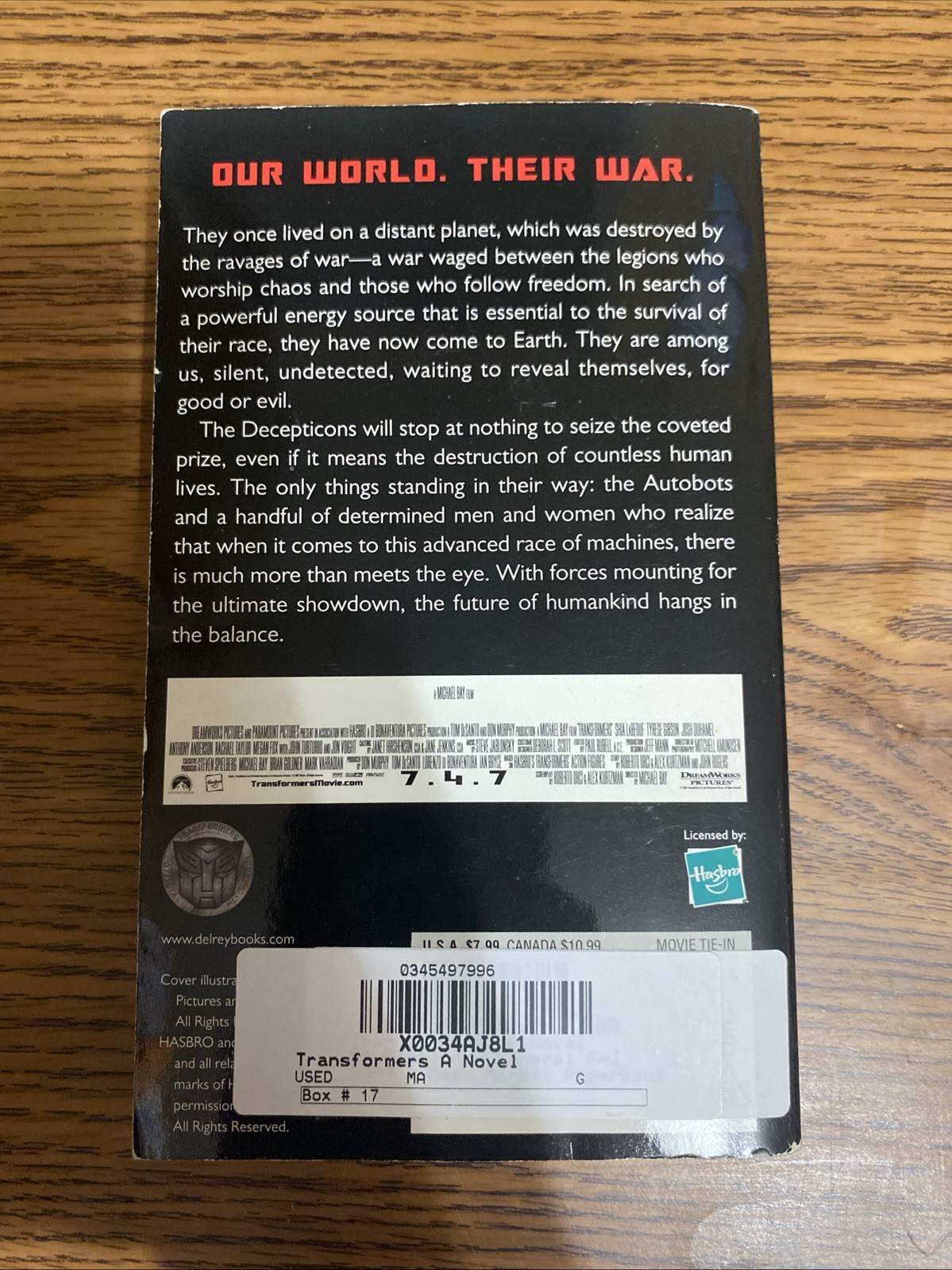 Transformers: A Novel – Paperback, by Foster Alan Dean