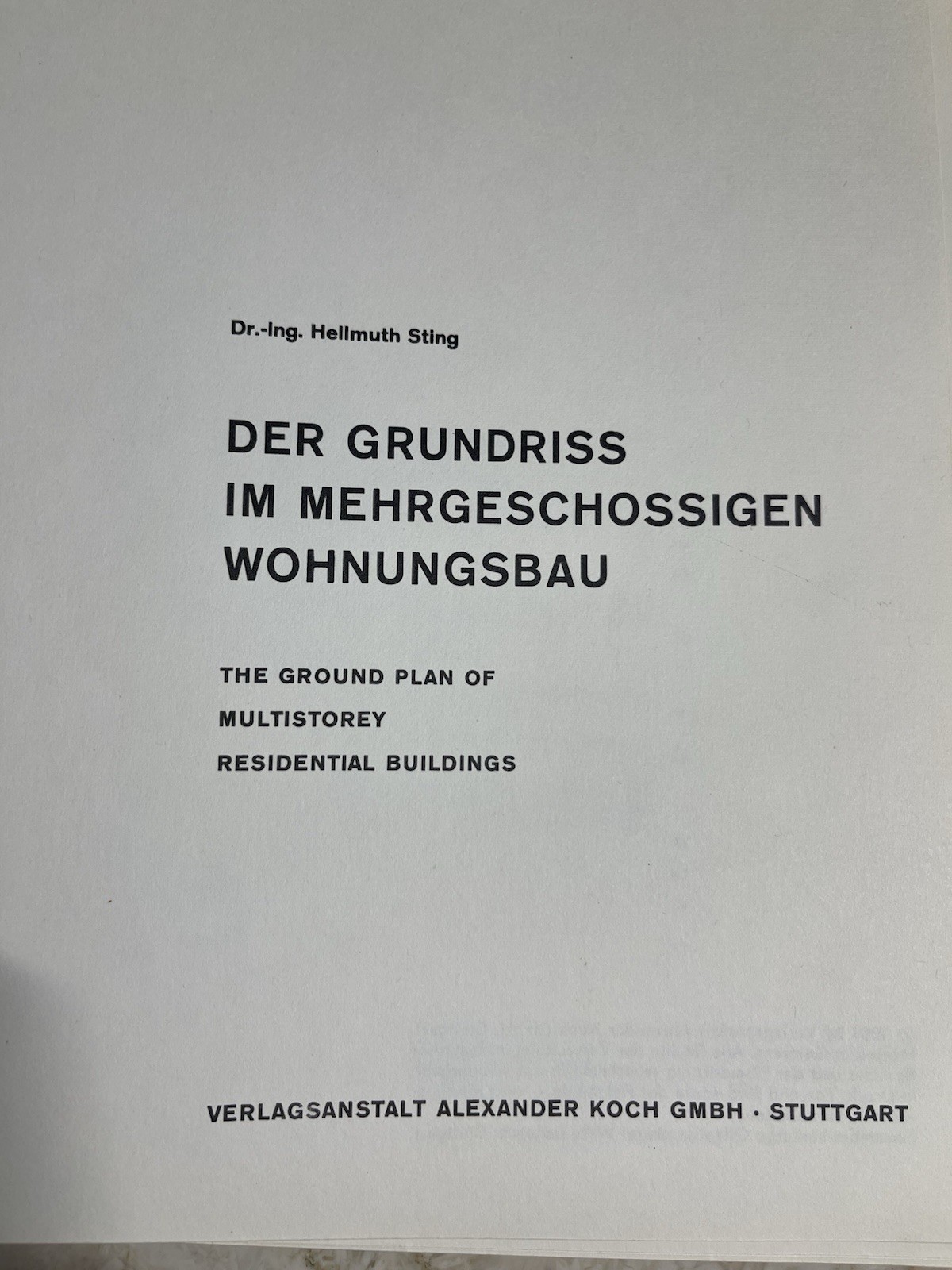 Hellmuth Sting-The Floor Plans In Multi-Story Apartment Buildings 1969 Germany