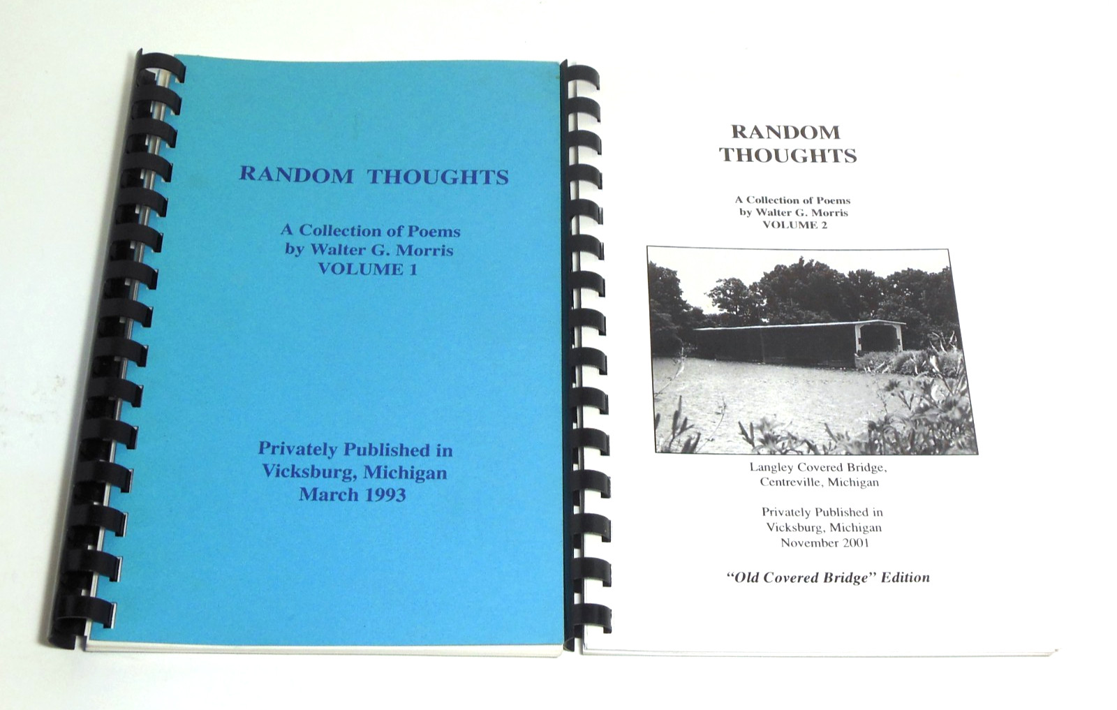Vicksburg Michigan Privately Published LOT Random Thoughts Poems Walter G Morris