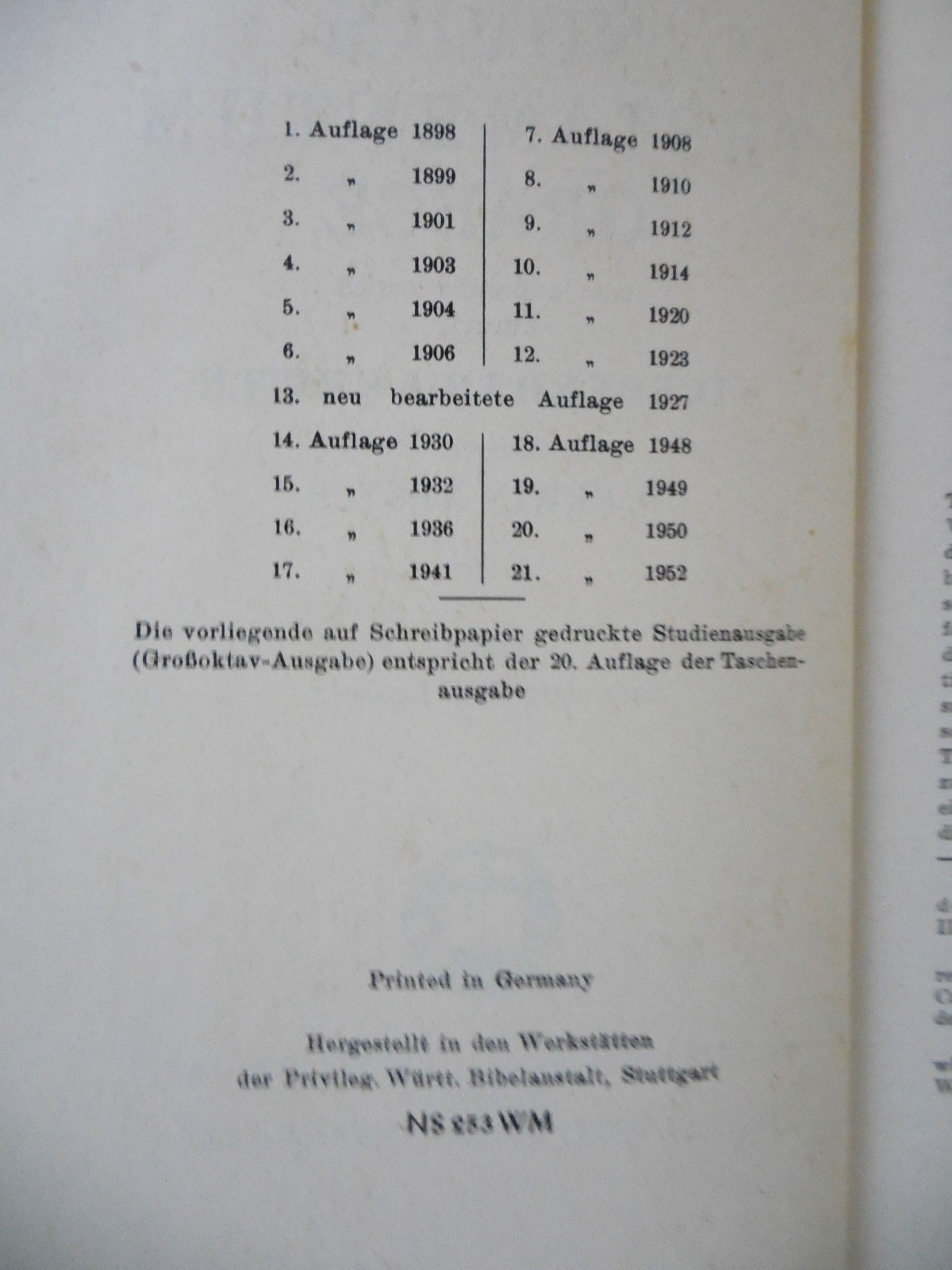 Nestle & Nestle, 21st Edition Novum Testamentum Graece ©1952 HC in LIKE NEW cond