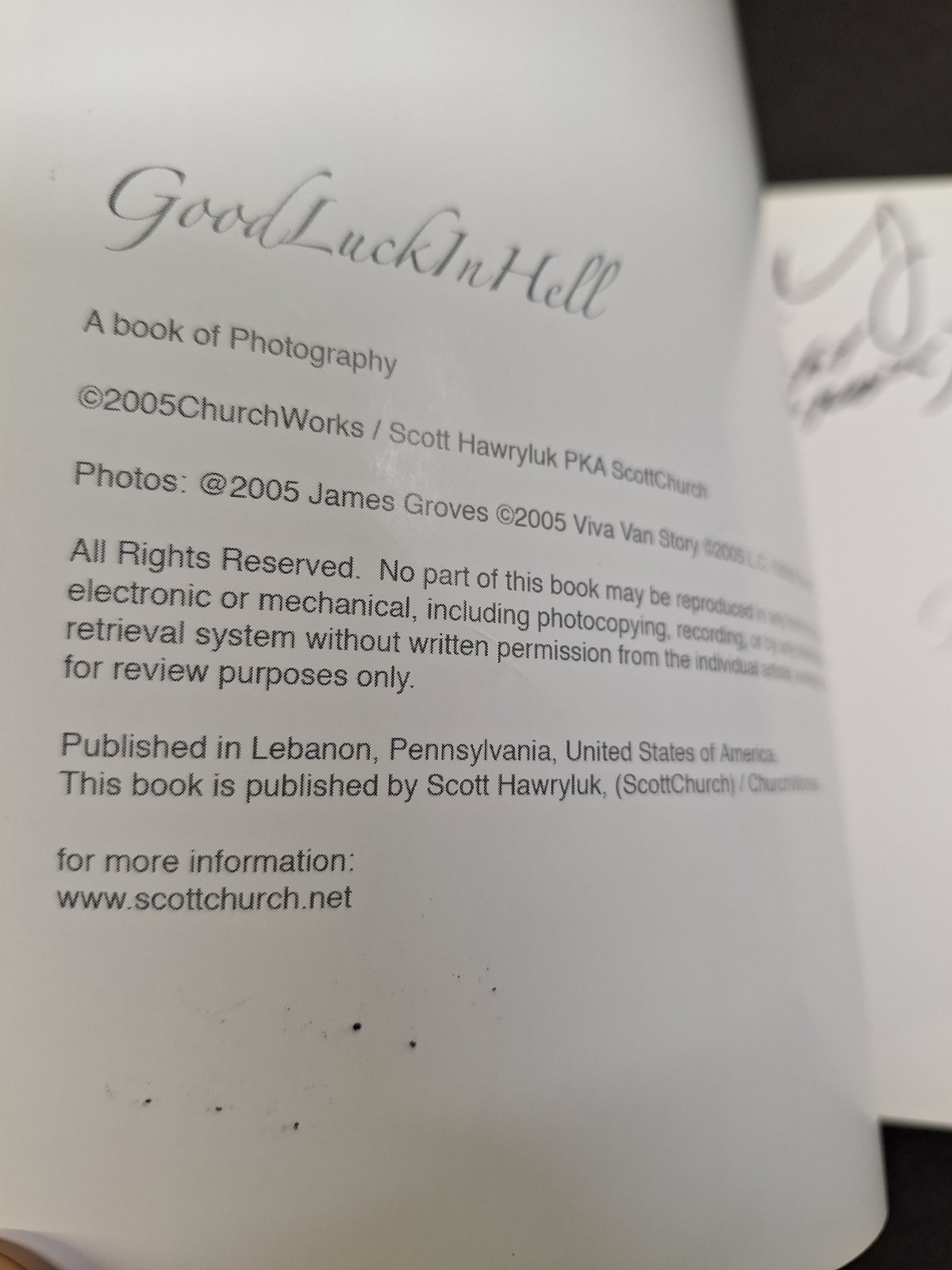 GOOD LUCK IN HELL Signed by LC GROVESCHURCH Rare Photography Erotica Book 1/500