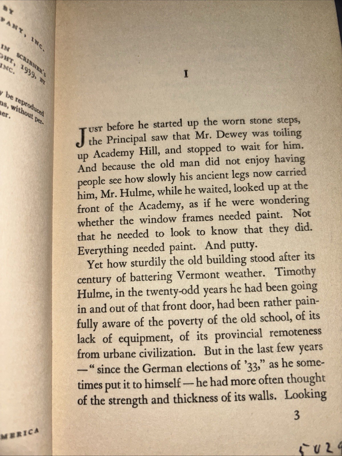 The Election on Academy Hill Dorothy Canfield, HC 1939 Harcourt, Brace And Co
