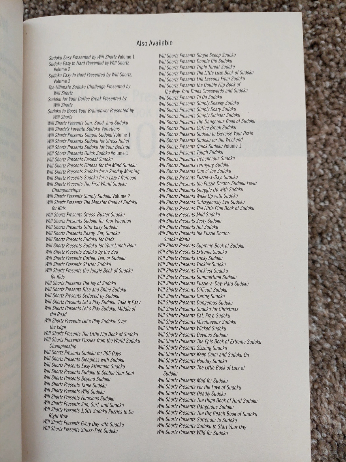 Will Shortz Presents the Huge Book of Hard Sudoku: 300 Challenging Puzzles