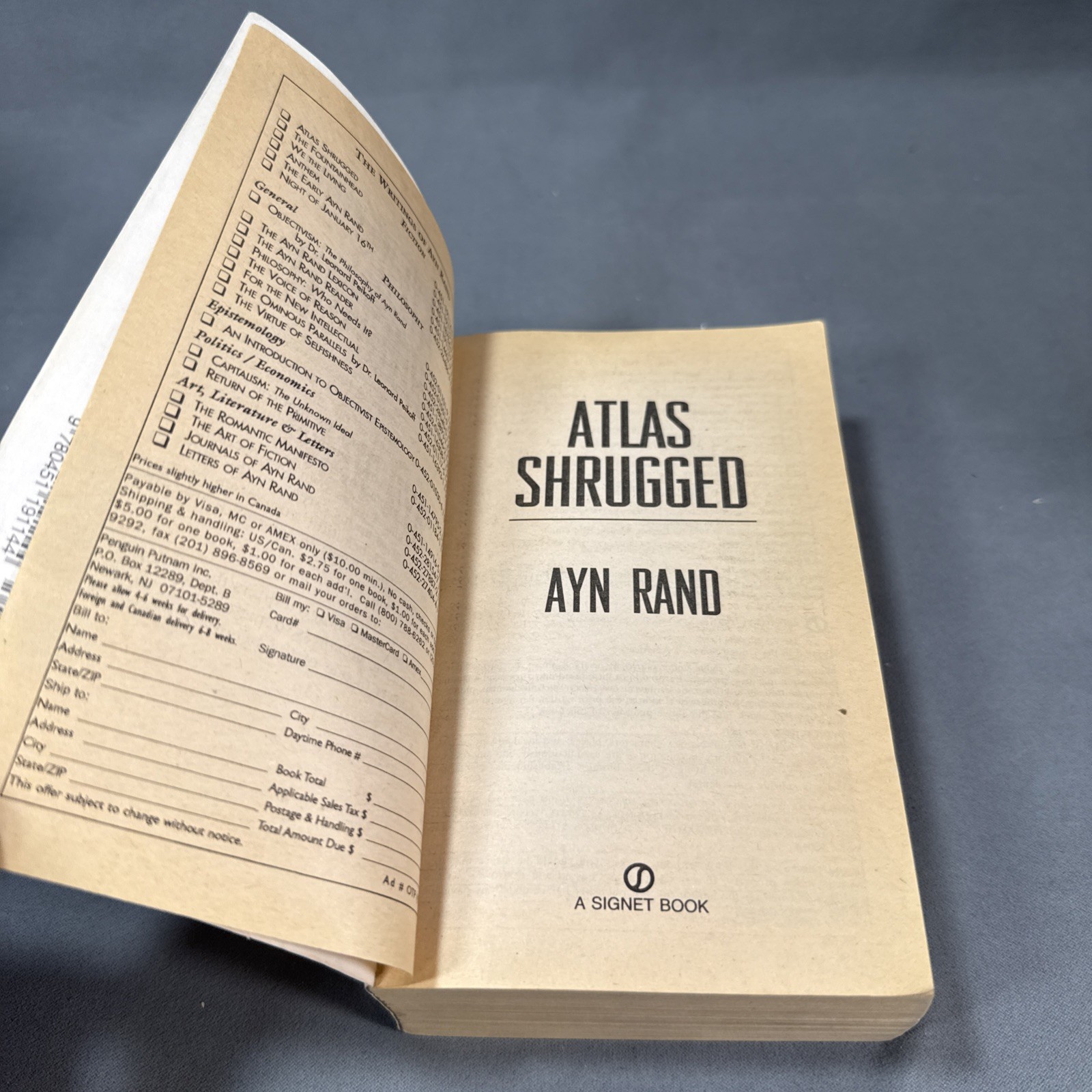 ATLAS SHRUGGED Ayn Rand, 10th Print, Paperback 35th Anniversary Ed 1992 Signet