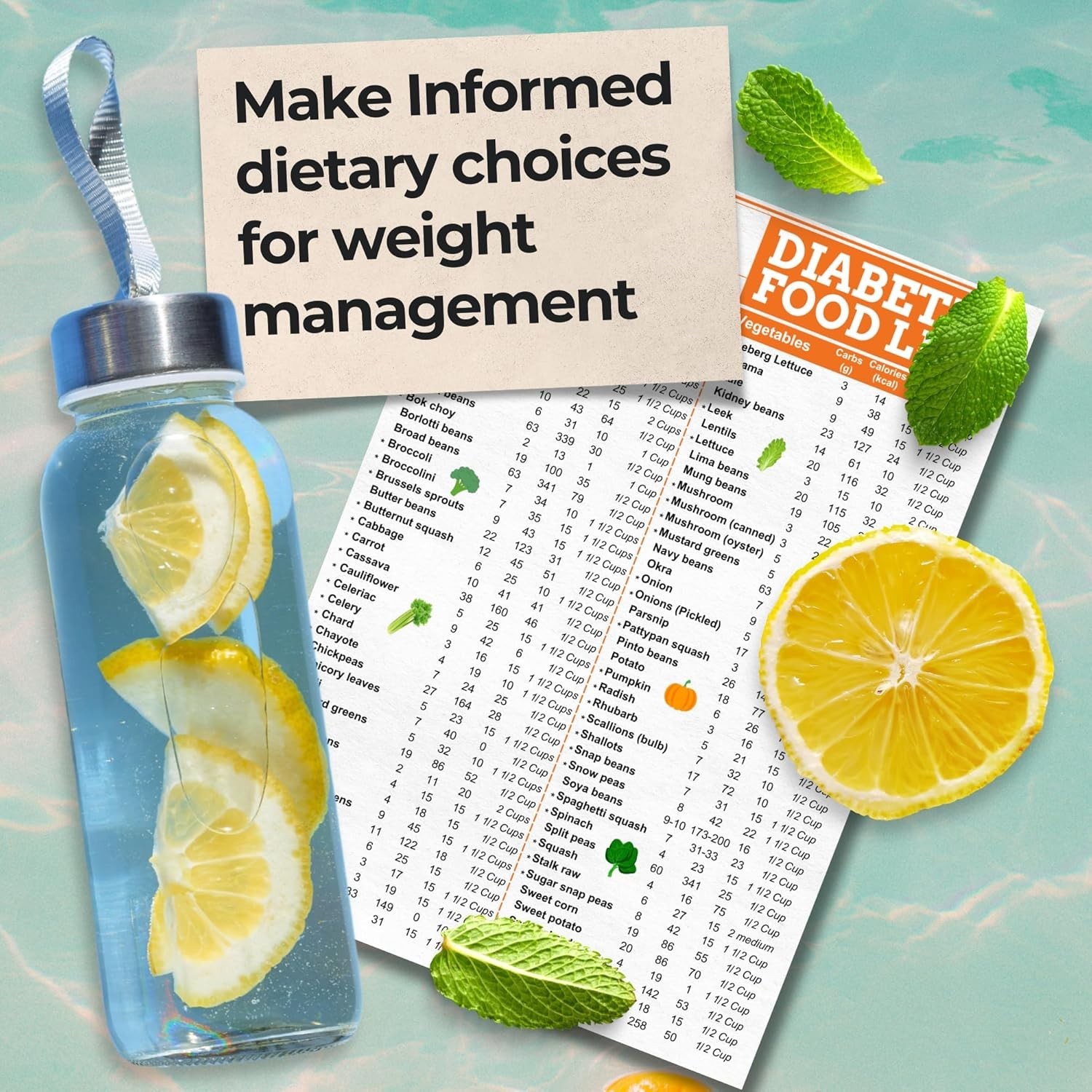 Water-Resistant Diabetic Food List & Glycemic Index Organizer – Portable Comfort