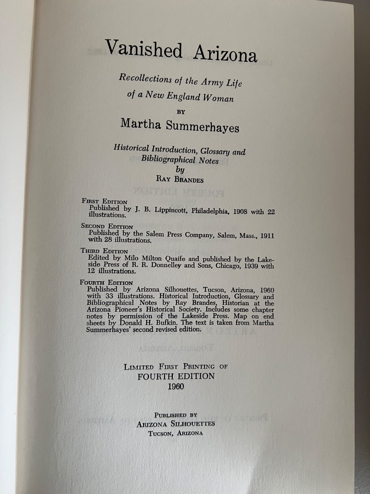 Vintage: Vanished Arizona: Recollections of my Army life By Martha Summerhayes,