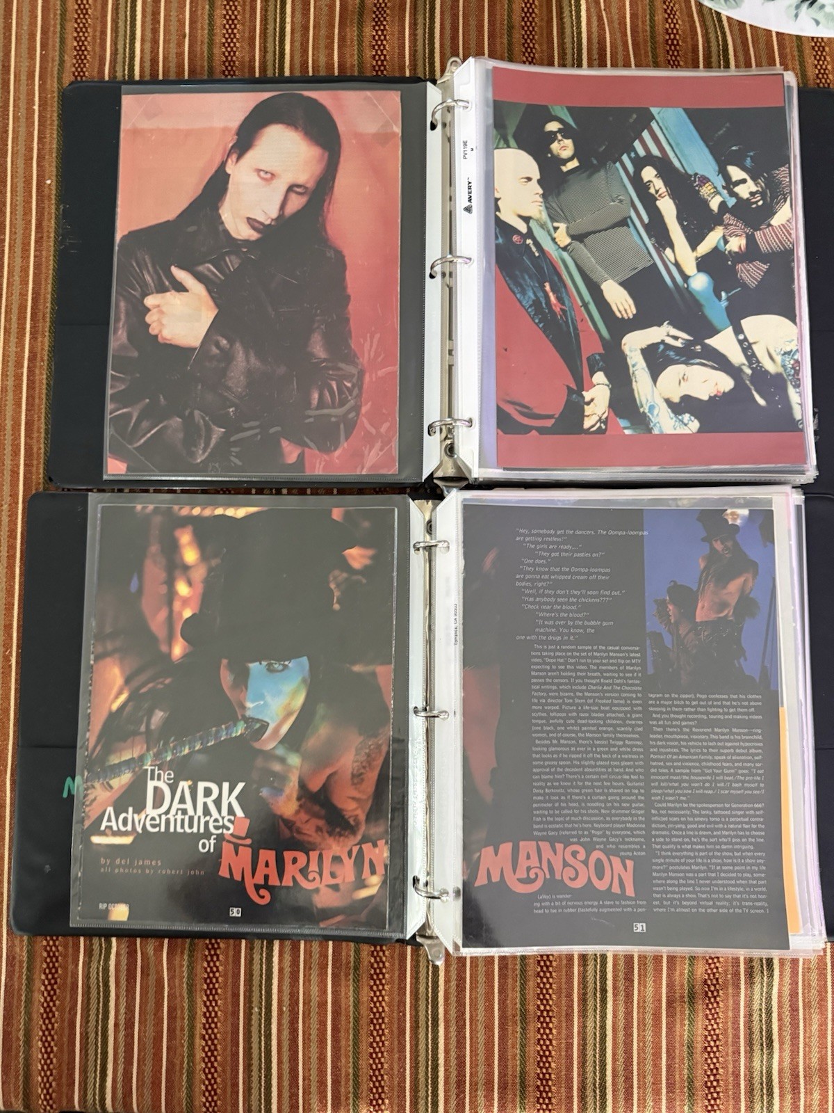 Marilyn Manson Lot Of 2 Binders Full Of 95-97 Magazine Articles 125 Pages